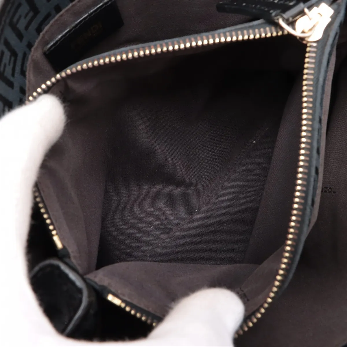 Zucchino Canvas x Leather Handbag Black 8BH237 — view 8