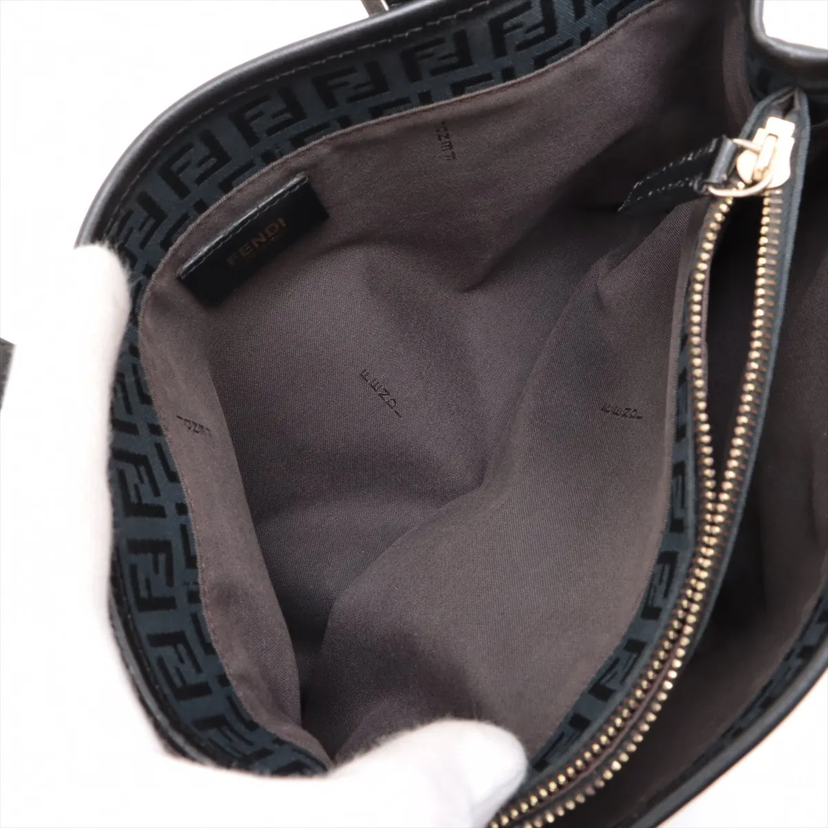Zucchino Canvas x Leather Handbag Black 8BH237 — view 9