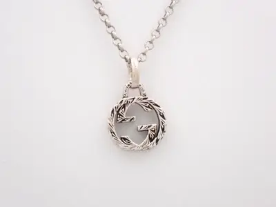 Interlocking G Arabesque Necklace, 925 Sterling Silver, 7.0g, Chain approx. 50cm
