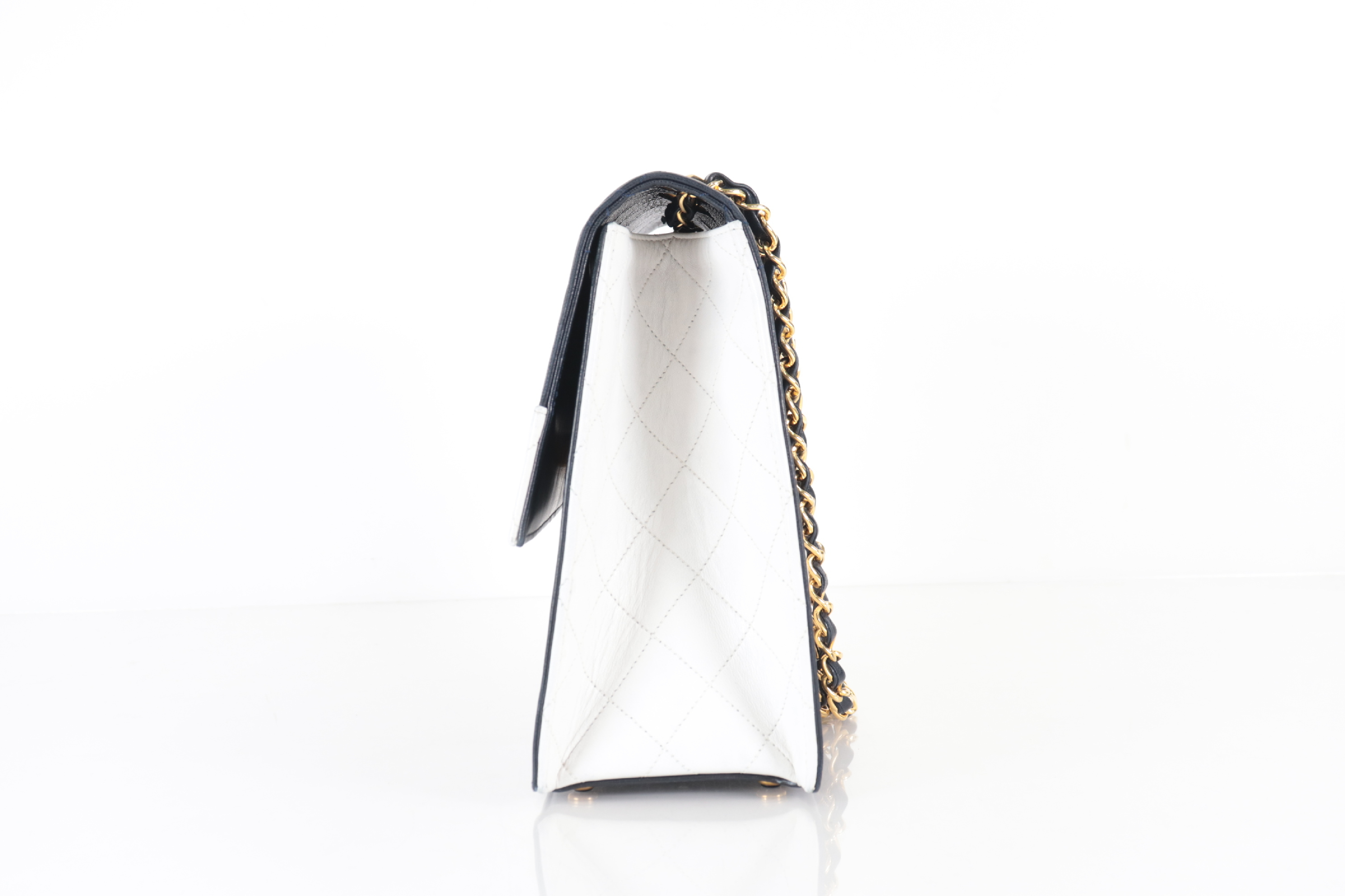 2.55 Bicolor Lambskin Trapezoid Chain Shoulder Bag (Series 1) Navy — view 5