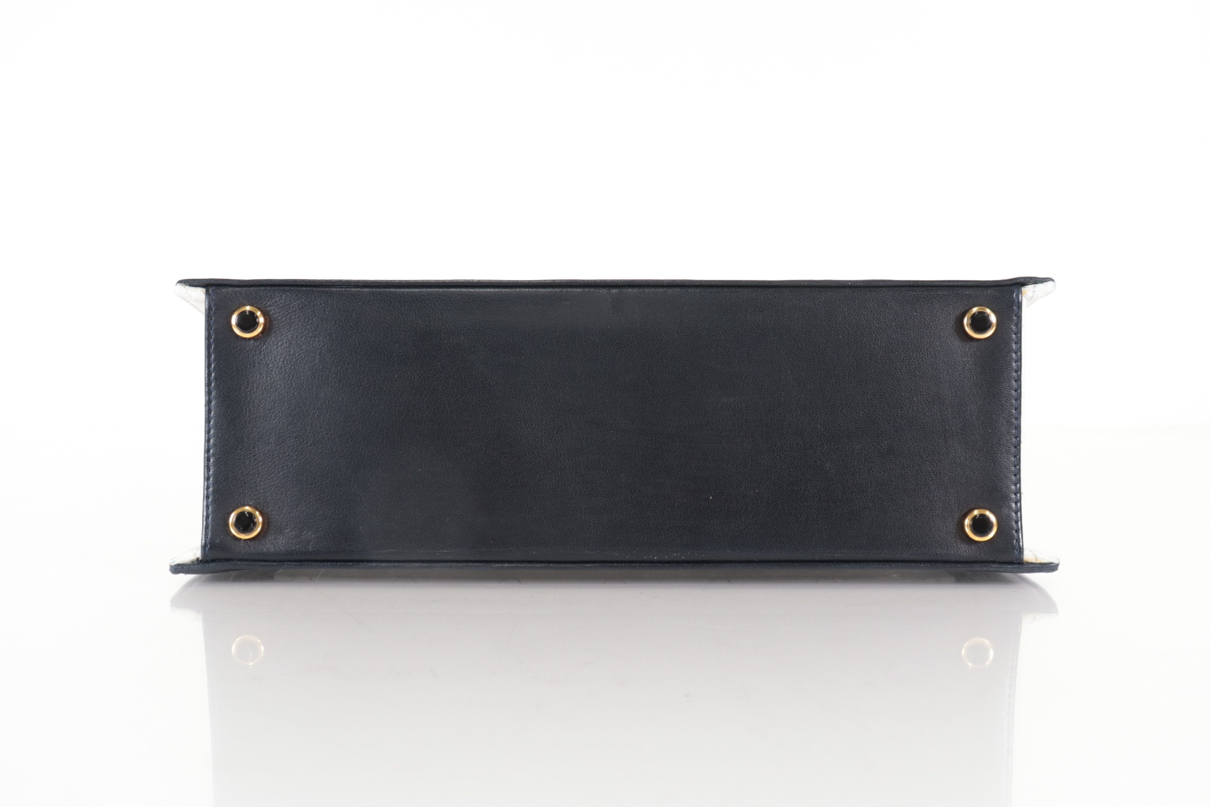 2.55 Bicolor Lambskin Trapezoid Chain Shoulder Bag (Series 1) Navy — view 7
