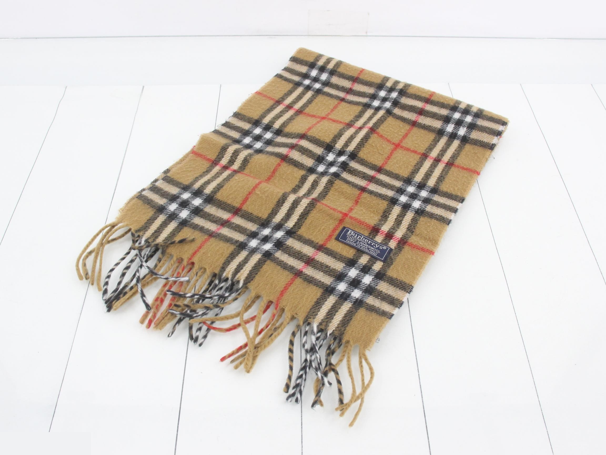 Tag attached, 100% cashmere check scarf
