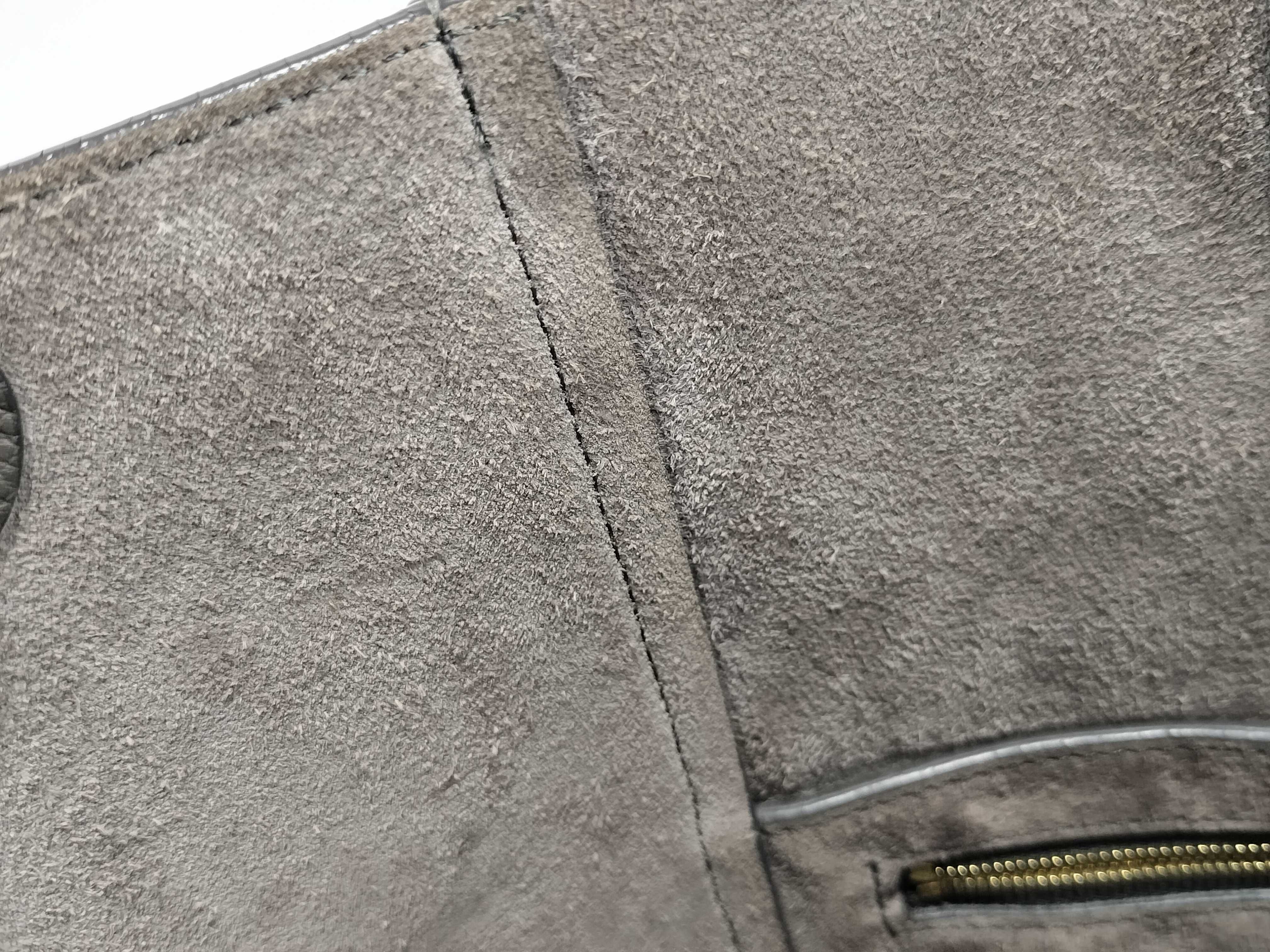 Sangle Bucket Small Leather Shoulder Bag, Gray Shoulder Bag — view 12