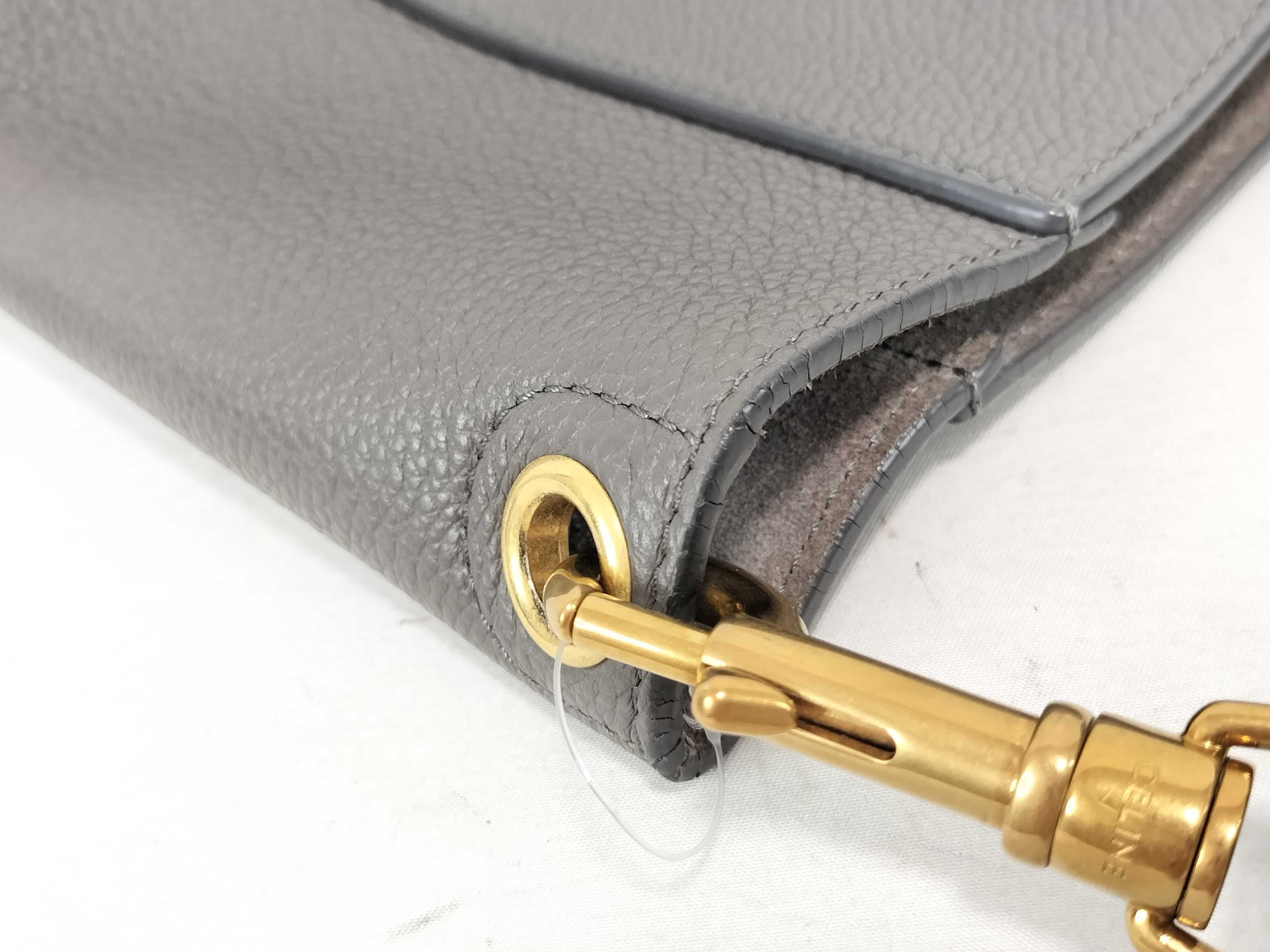 Sangle Bucket Small Leather Shoulder Bag, Gray Shoulder Bag — view 5