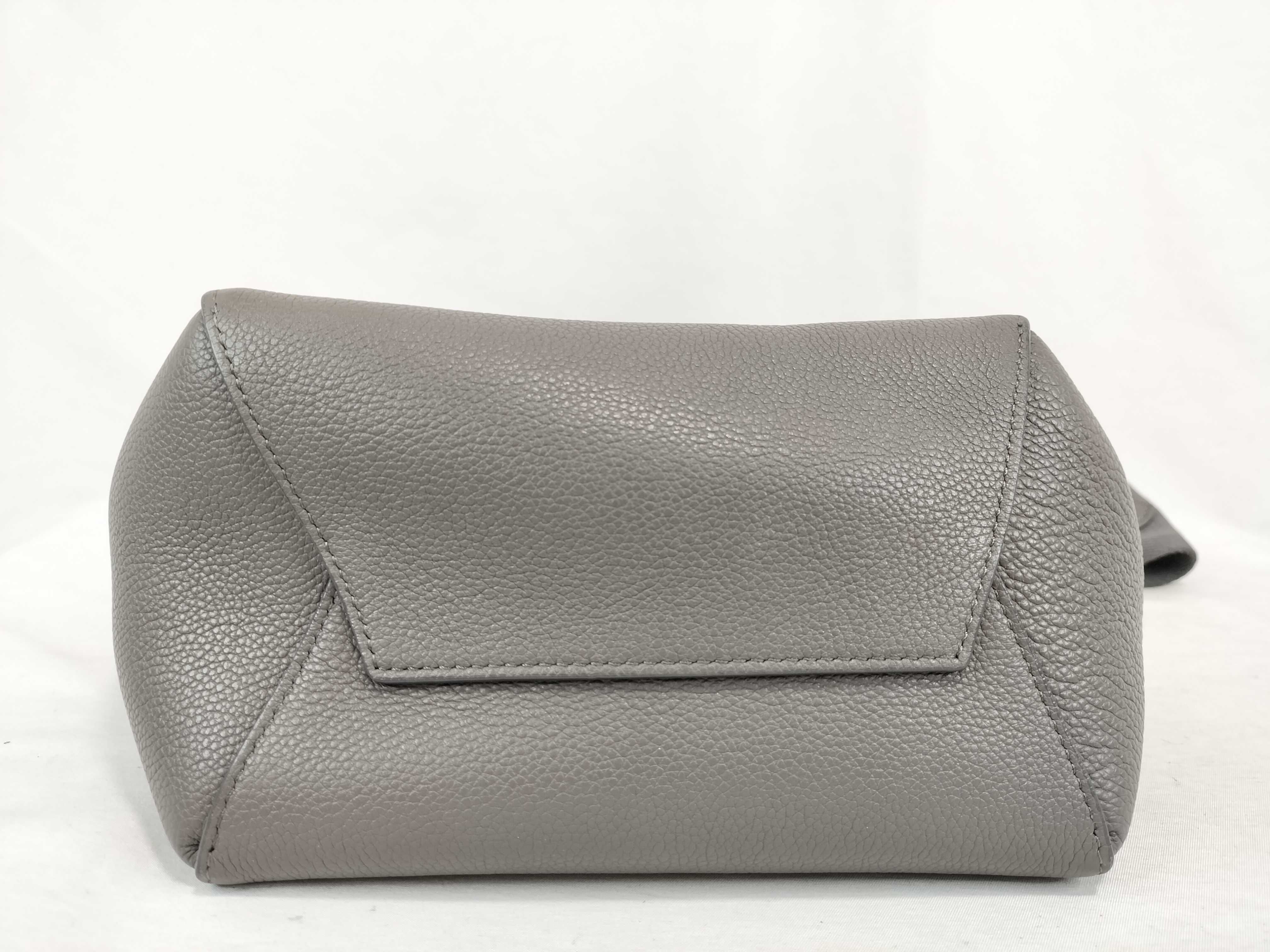 Sangle Bucket Small Leather Shoulder Bag, Gray Shoulder Bag — view 7