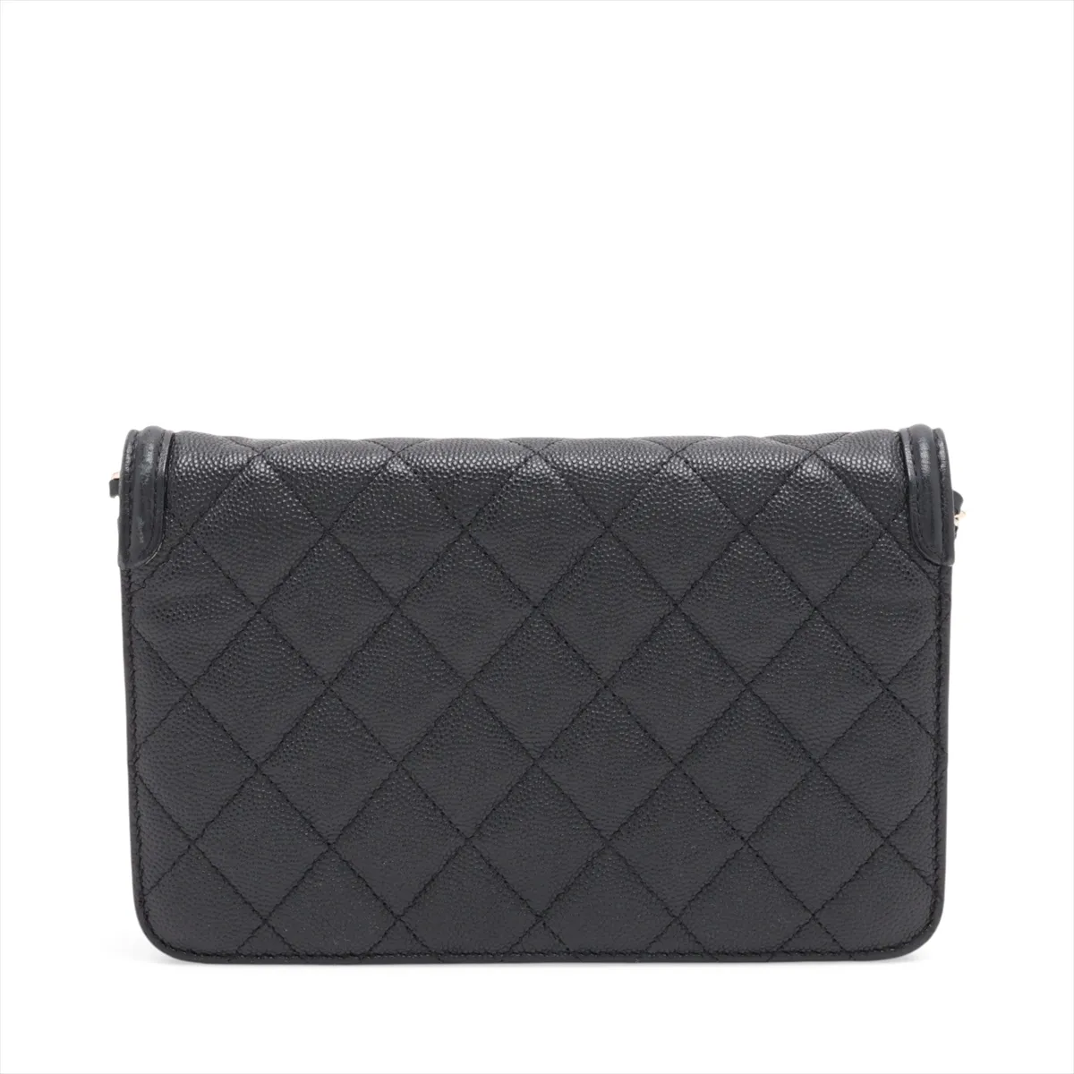 CC Filigree Caviar Skin Chain Wallet, Black with Gold Hardware, 28807709, serial number in the 28 range. — view 2