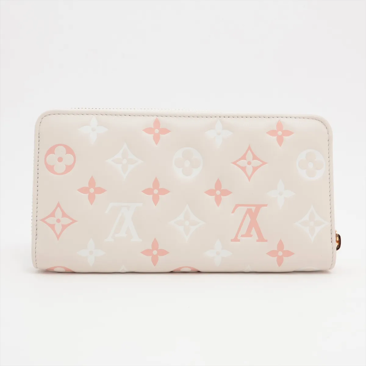 Monogram Embossed Zippy Wallet M82290 Beige x Pink Round Zip Wallet RFID Reactive — view 2