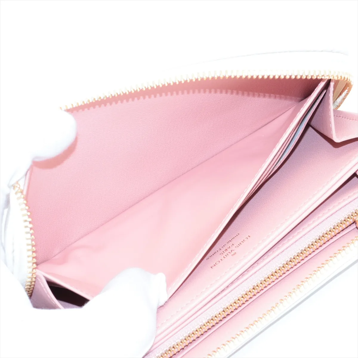 Monogram Embossed Zippy Wallet M82290 Beige x Pink Round Zip Wallet RFID Reactive — view 4