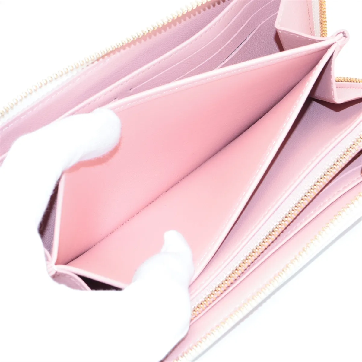 Monogram Embossed Zippy Wallet M82290 Beige x Pink Round Zip Wallet RFID Reactive — view 6