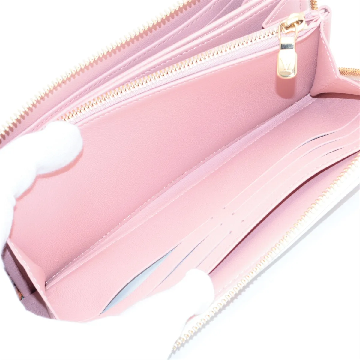Monogram Embossed Zippy Wallet M82290 Beige x Pink Round Zip Wallet RFID Reactive — view 8