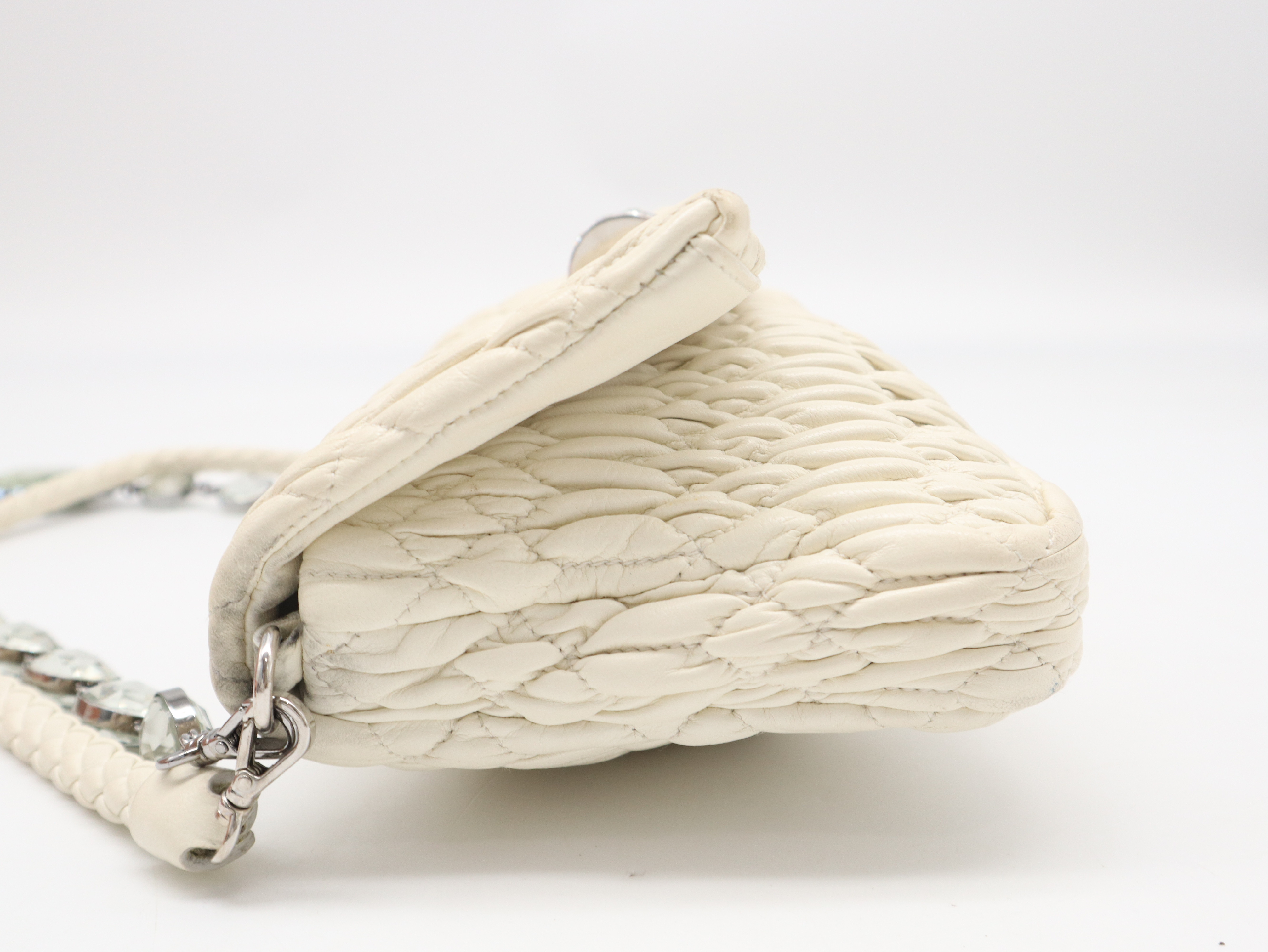 RP0233 Crystal Bijou 3-Way Clutch Bag, Leather, Ivory, with Box and Dust Bag. — view 3