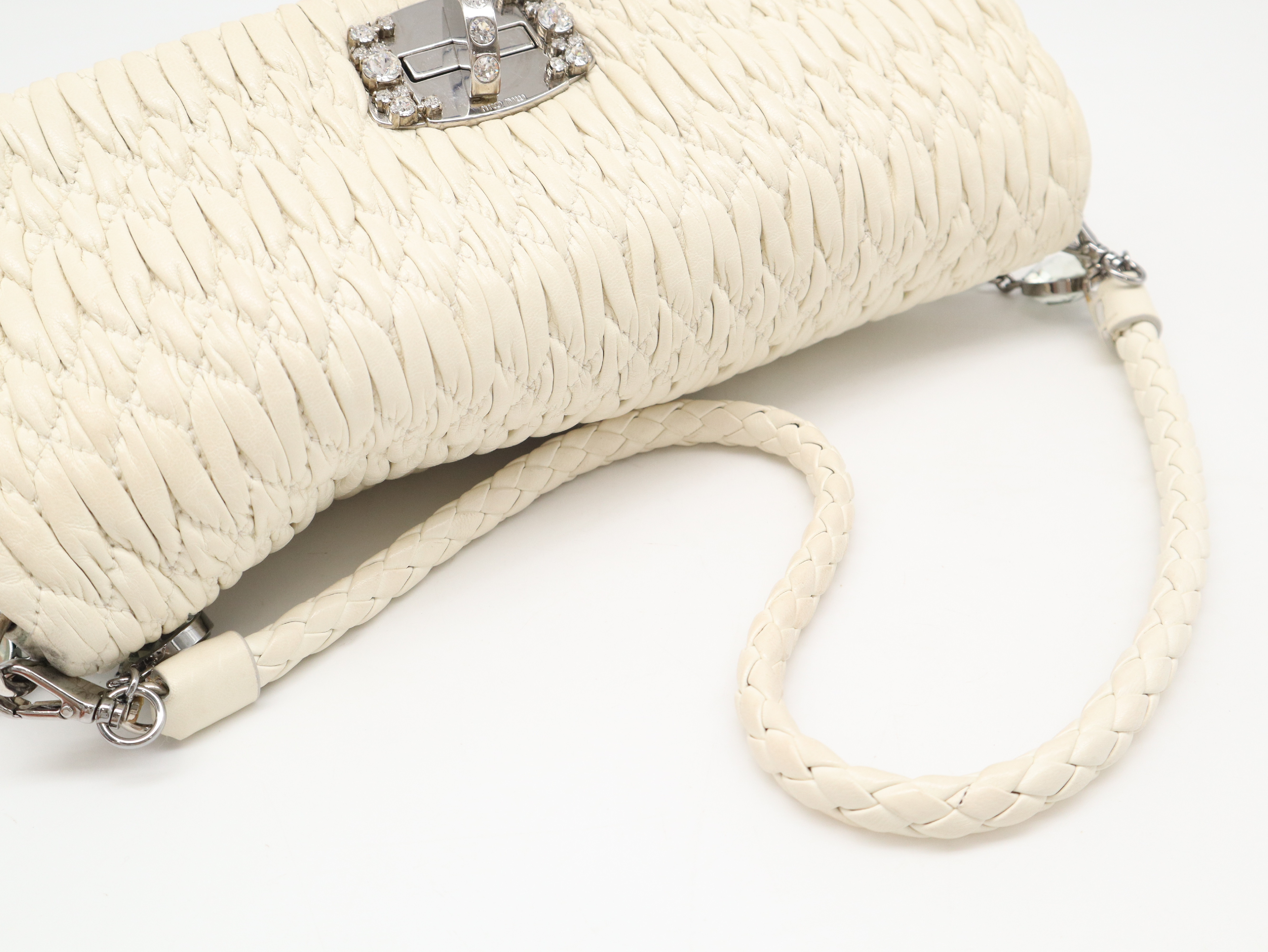 RP0233 Crystal Bijou 3-Way Clutch Bag, Leather, Ivory, with Box and Dust Bag. — view 7