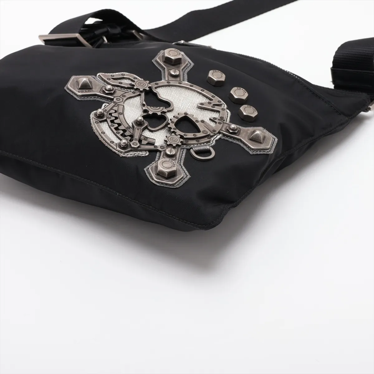 Tessuto Nylon x Leather Shoulder Bag, Black — view 3