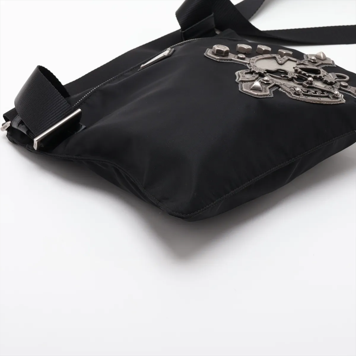 Tessuto Nylon x Leather Shoulder Bag, Black — view 4