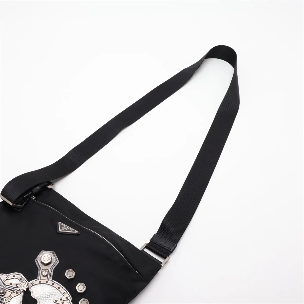 Tessuto Nylon x Leather Shoulder Bag, Black — view 5