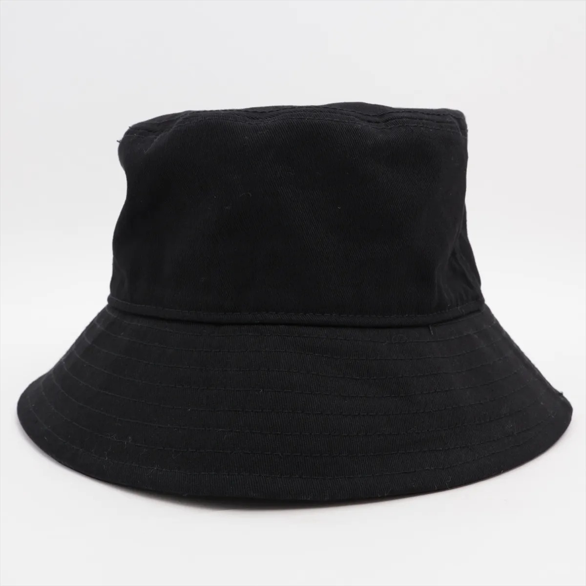 logo bucket hat, cotton, black. Shows signs of wear, shine, — view 3