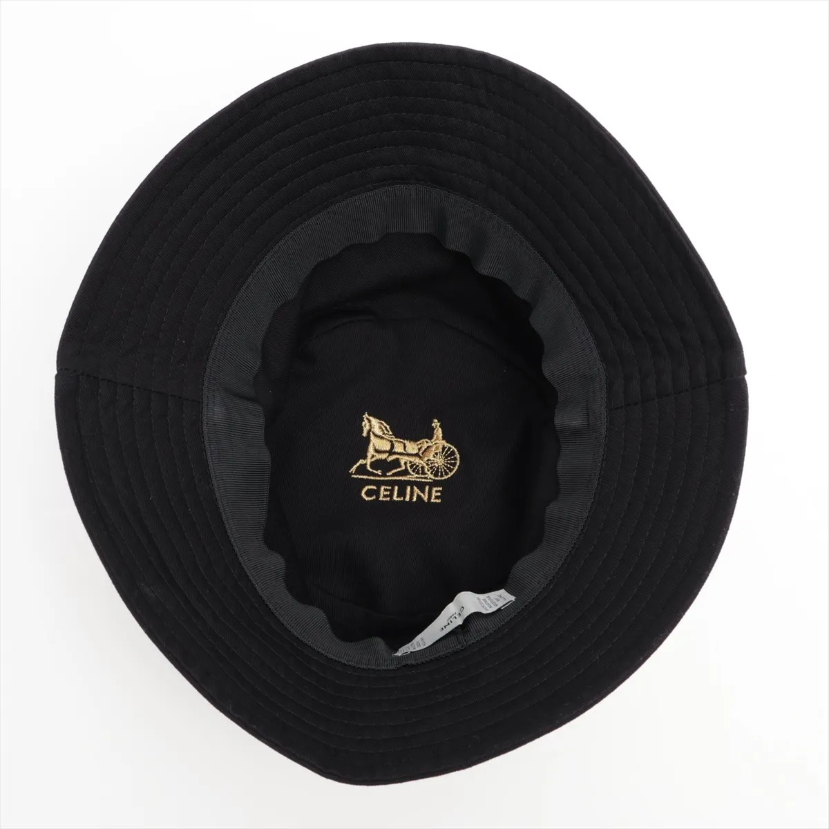 logo bucket hat, cotton, black. Shows signs of wear, shine, — view 4