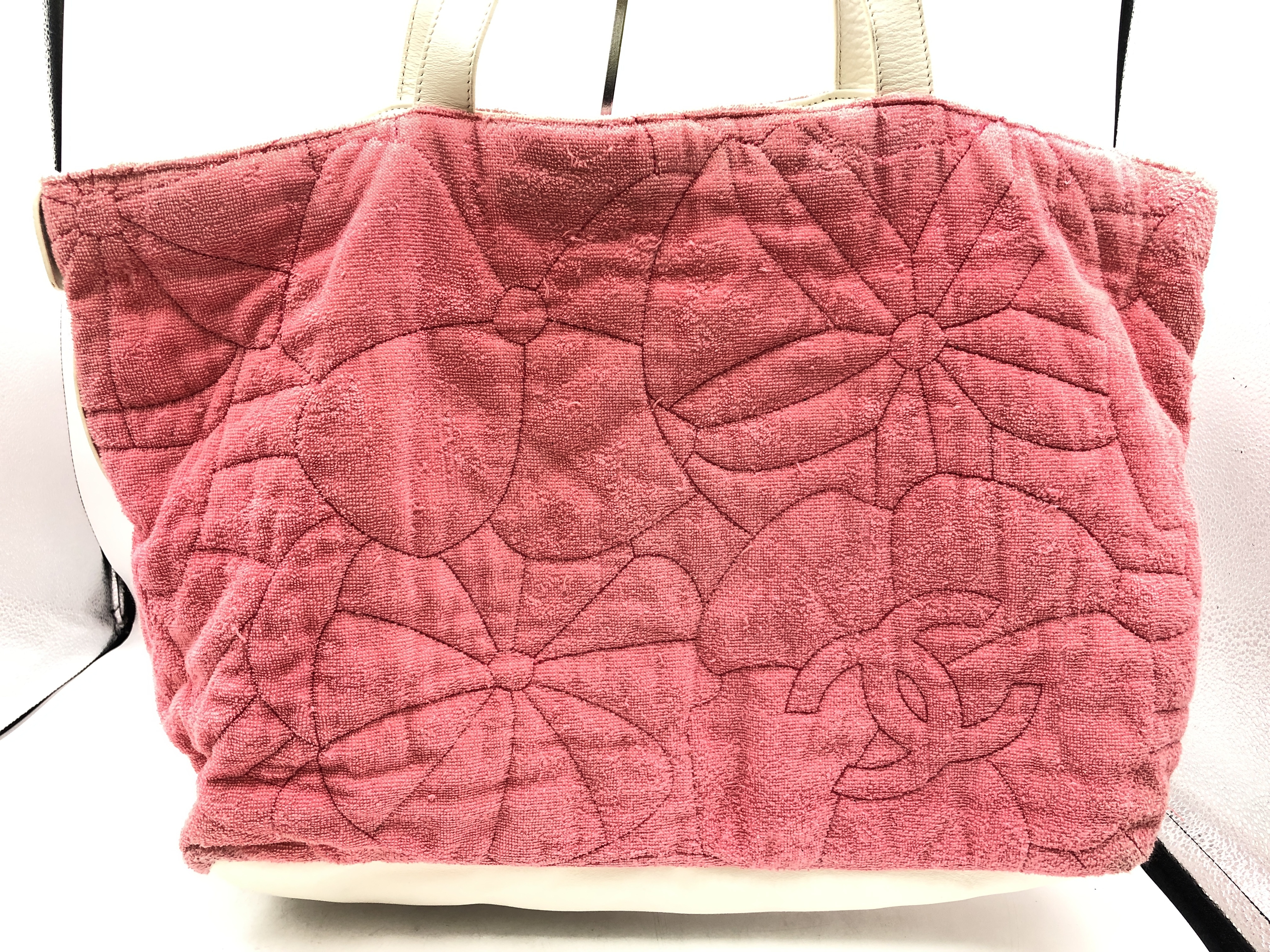 Camellia Terry Cloth Pink Tote Bag — view 2