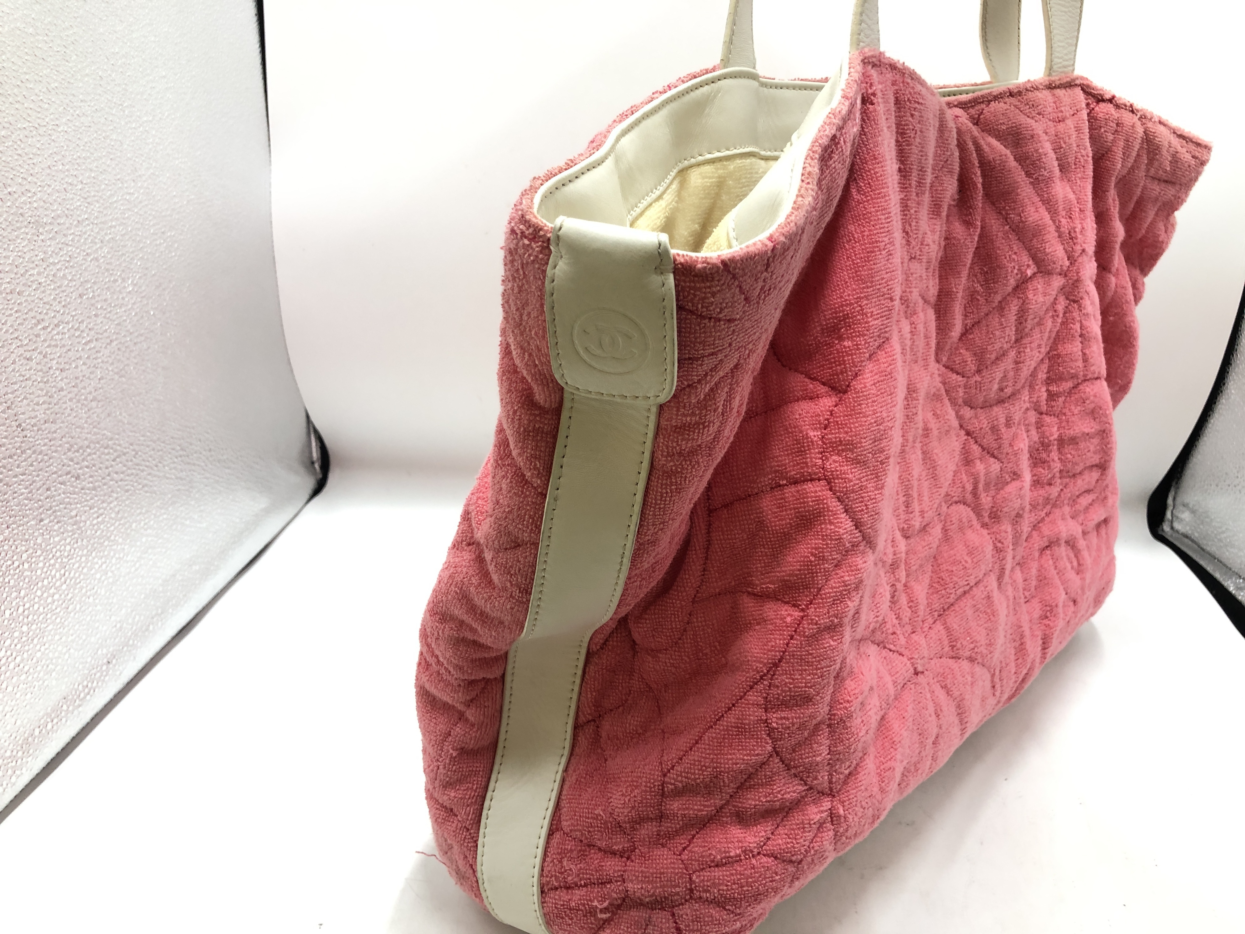 Camellia Terry Cloth Pink Tote Bag — view 4