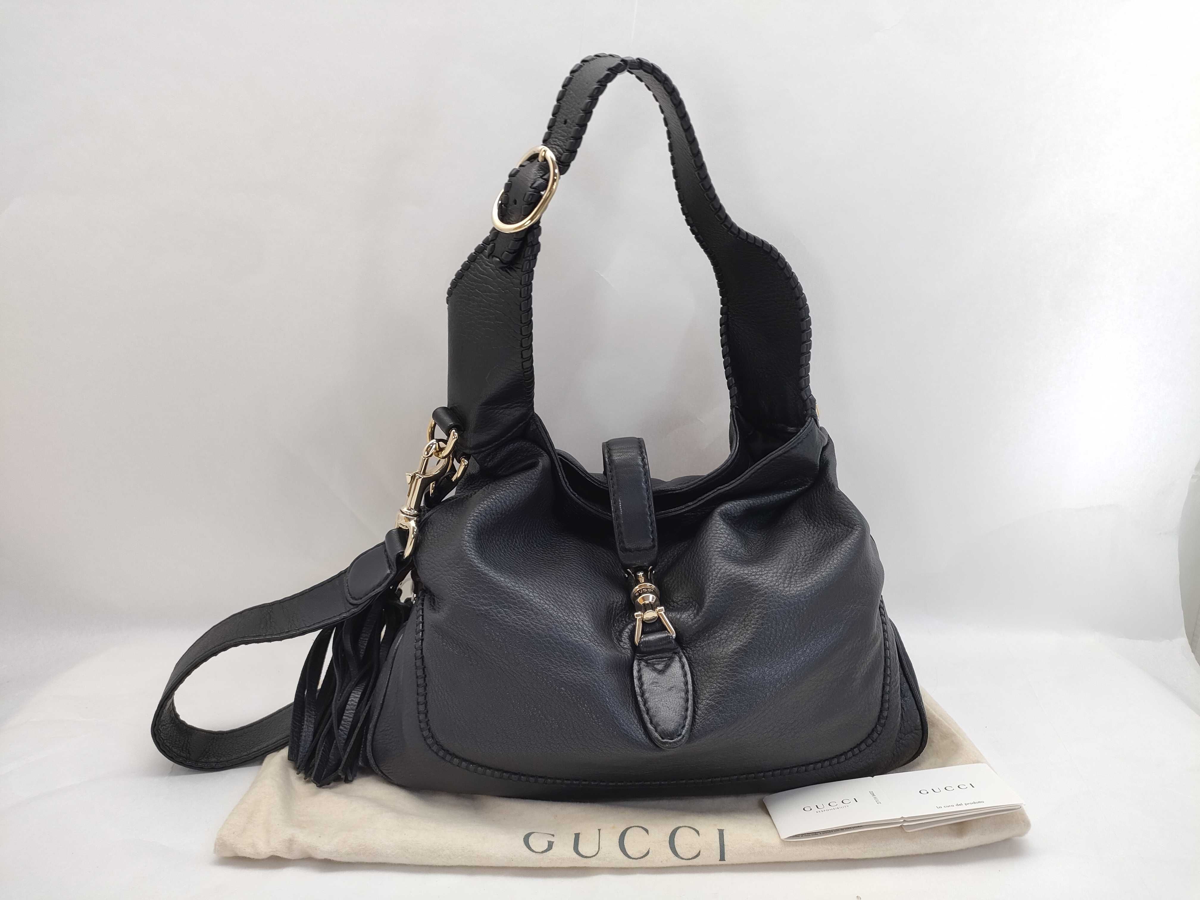 Jackie Gucci New Jackie 2-Way One-Shoulder Bag Black 246907 Stud Handbag