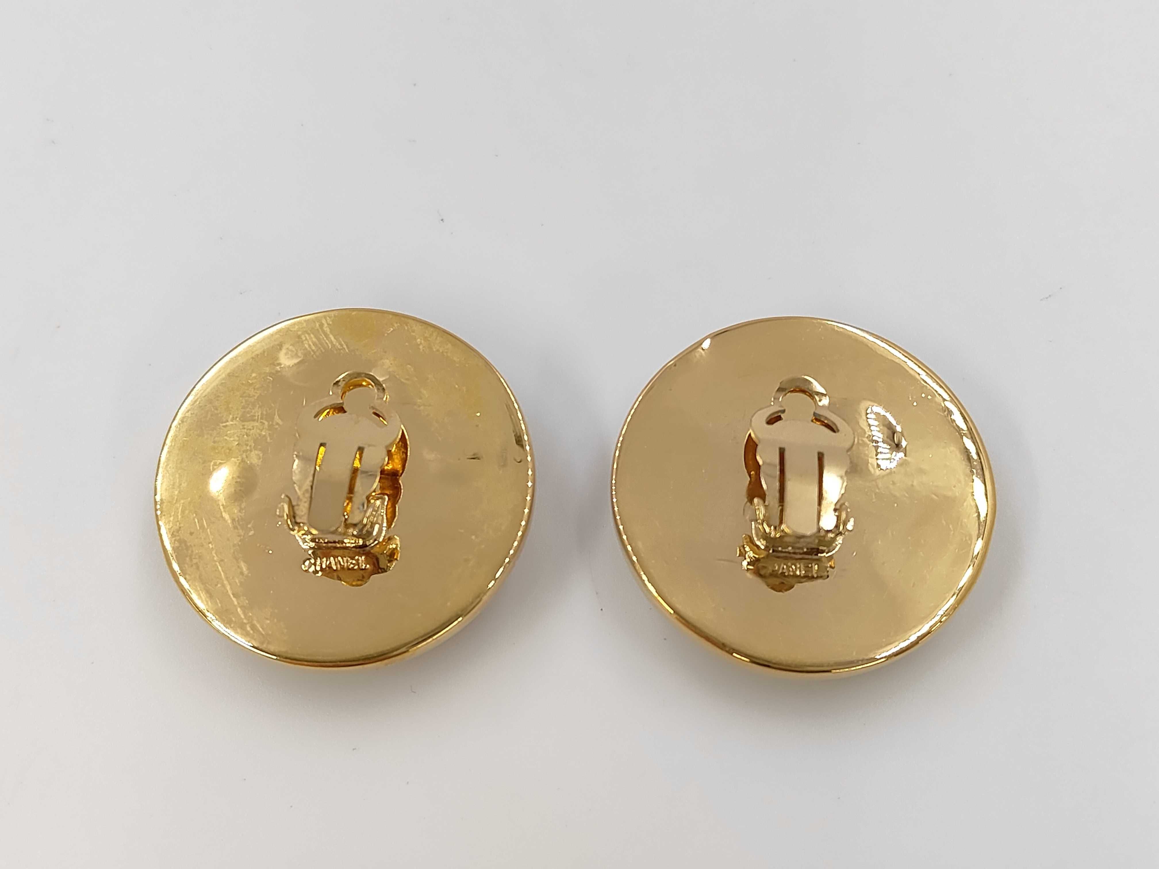 Earrings, Large Coco Mark, Round, Engraved Earrings — view 2