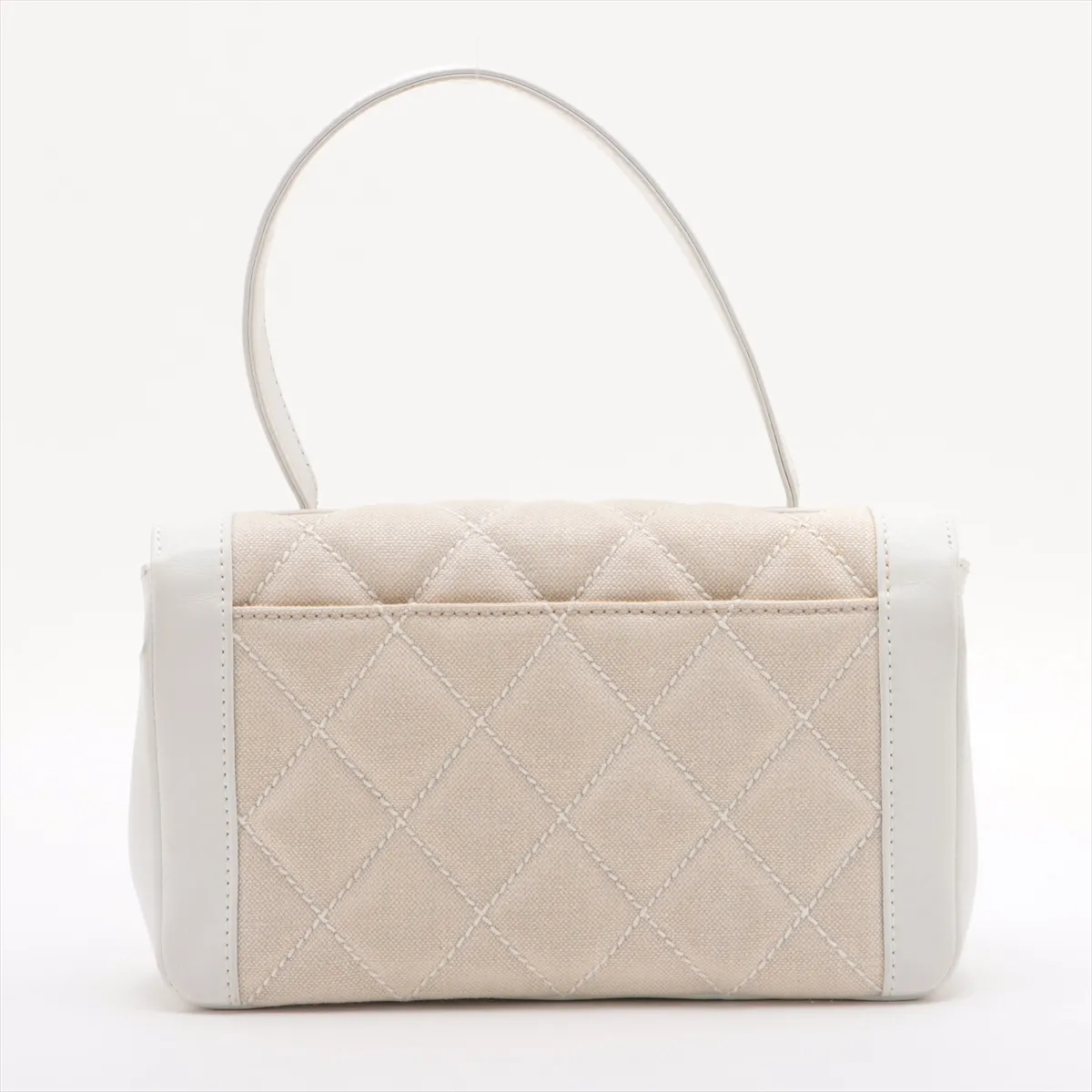 Matelasse canvas x leather handbag wild stitch beige x white gold hardware 9906938 9th series — view 2