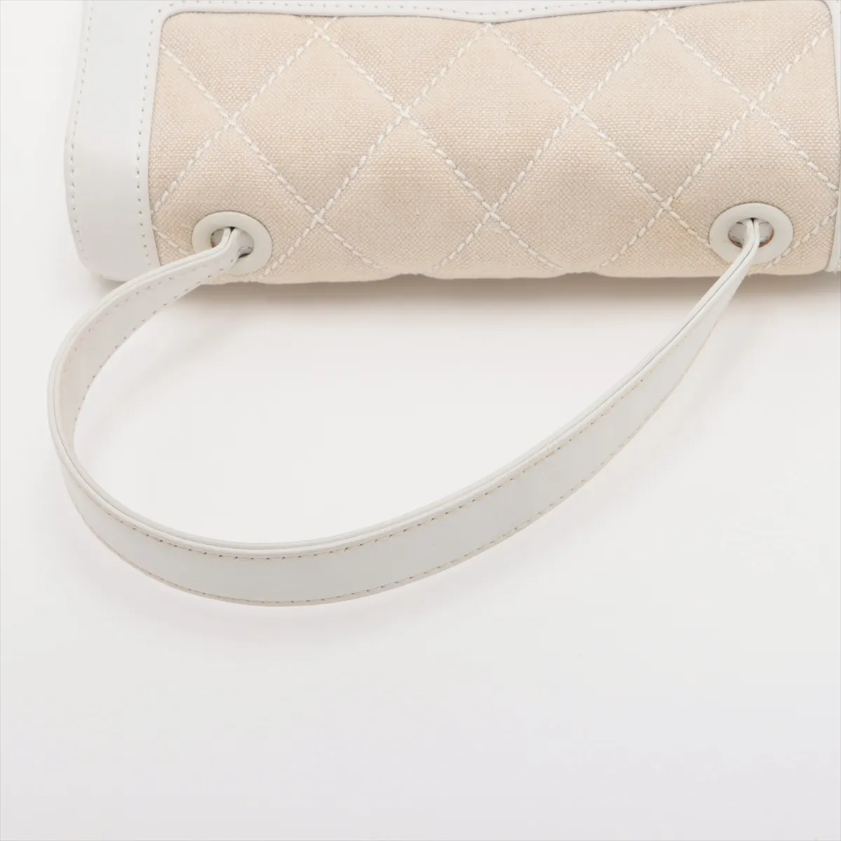 Matelasse canvas x leather handbag wild stitch beige x white gold hardware 9906938 9th series — view 5