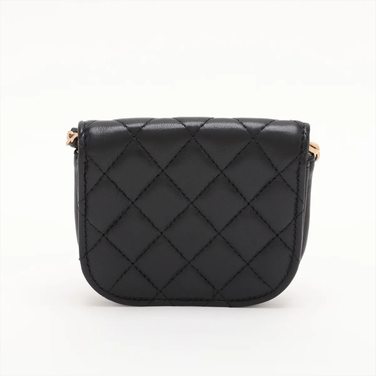 Matelassé Lambskin Chain Shoulder Bag, Black with Gold Hardware, 29955196, Serial Number 29 — view 2