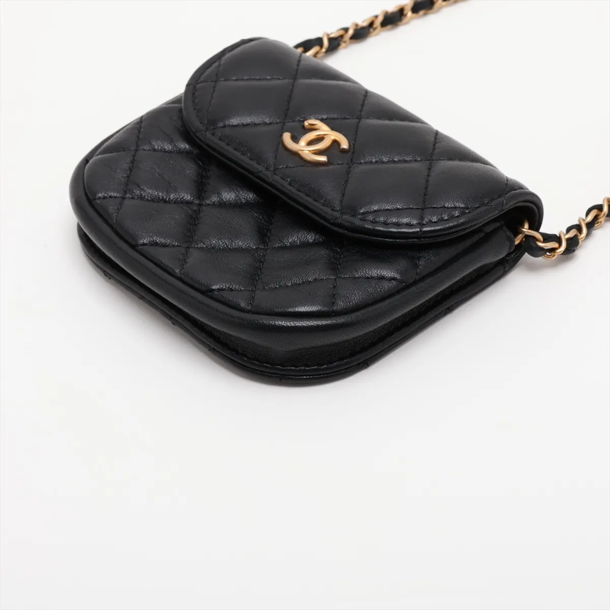 Matelassé Lambskin Chain Shoulder Bag, Black with Gold Hardware, 29955196, Serial Number 29 — view 3