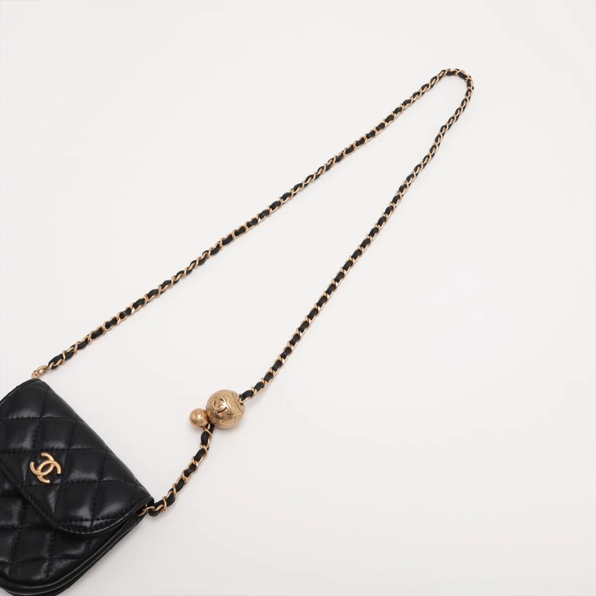 Matelassé Lambskin Chain Shoulder Bag, Black with Gold Hardware, 29955196, Serial Number 29 — view 5