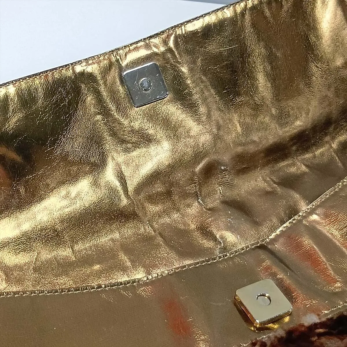 Fur and Patent Leather Shoulder Bag, Brown, 8BR445 — view 11