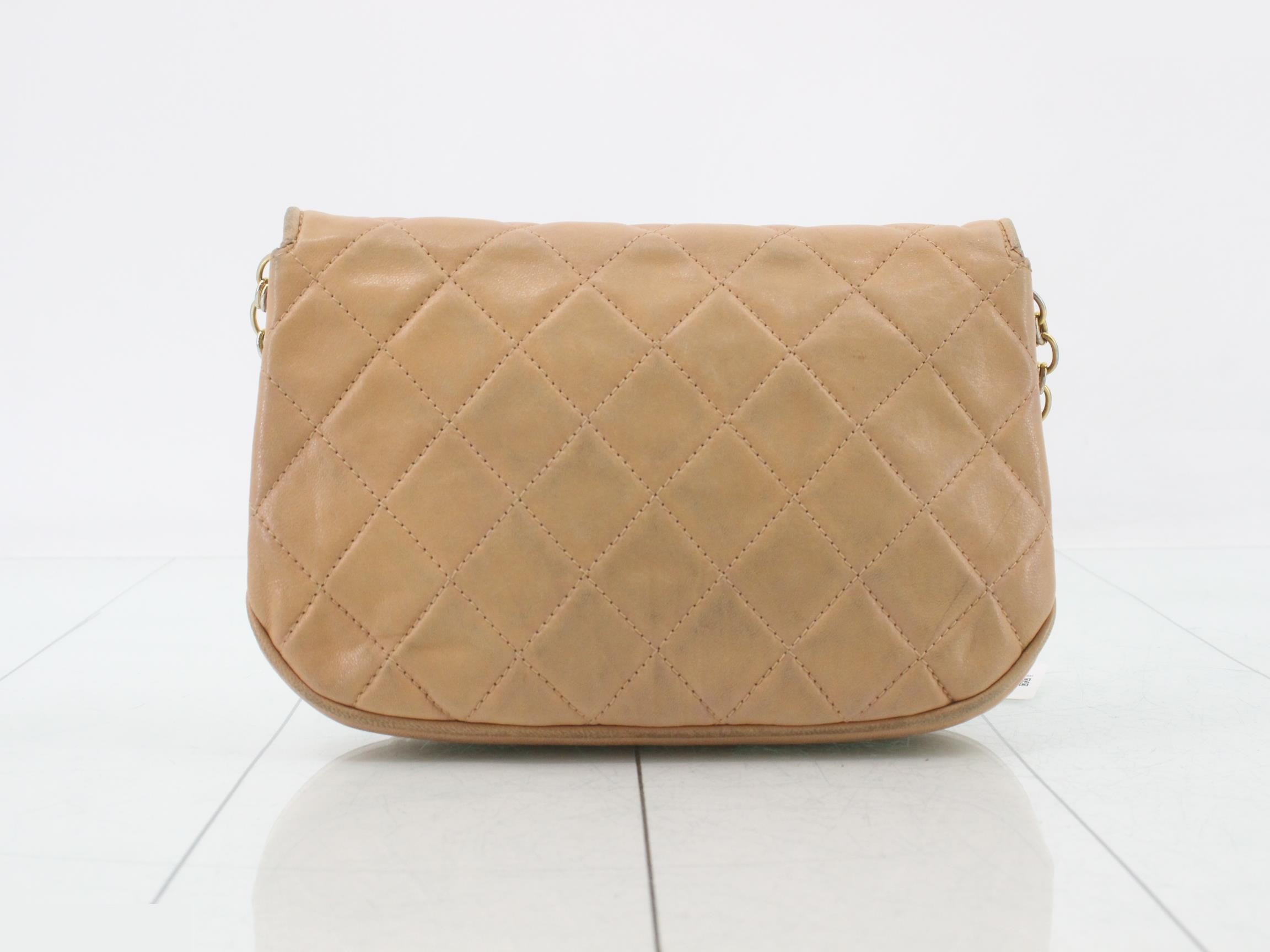Half Moon Matelassé Shoulder Bag, Lambskin, Beige — view 2