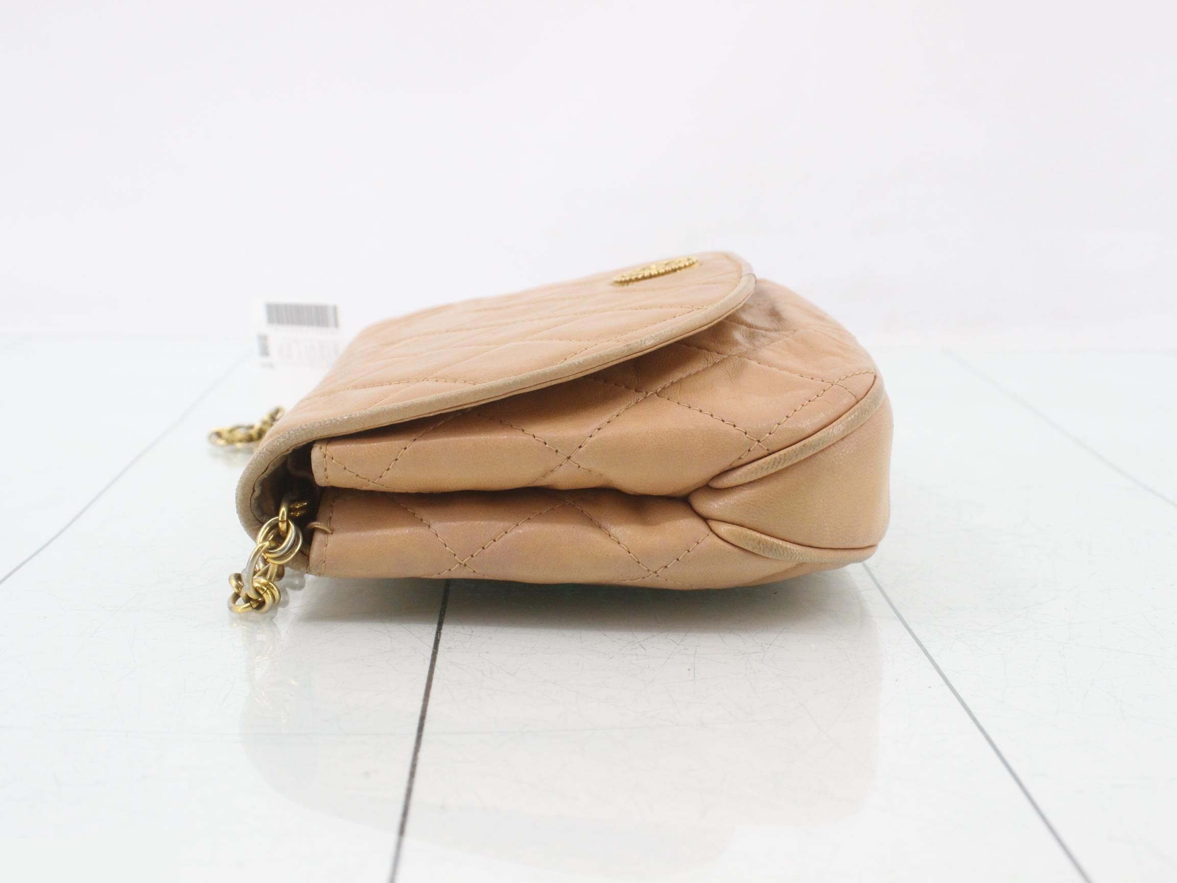 Half Moon Matelassé Shoulder Bag, Lambskin, Beige — view 4