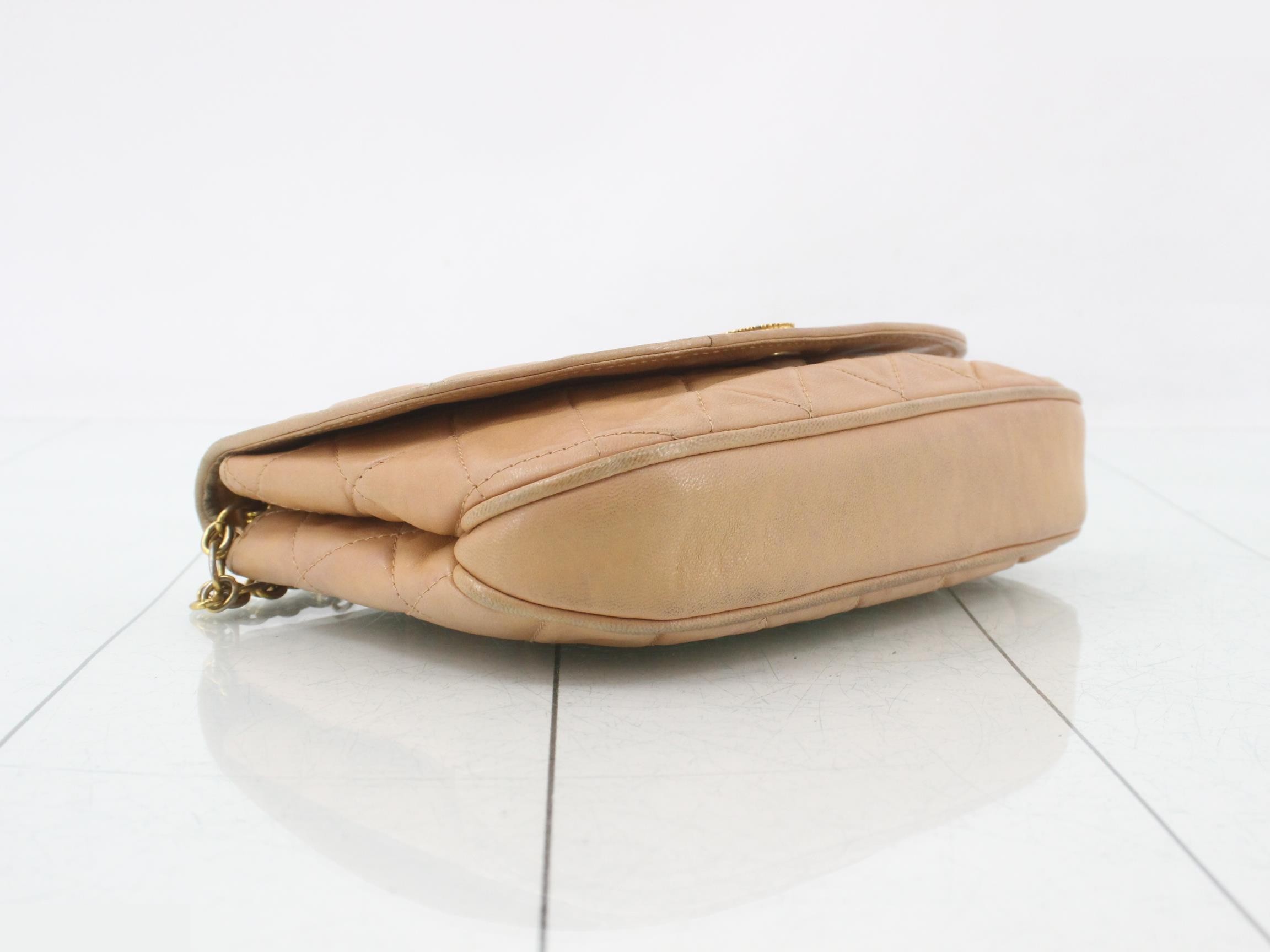 Half Moon Matelassé Shoulder Bag, Lambskin, Beige — view 5