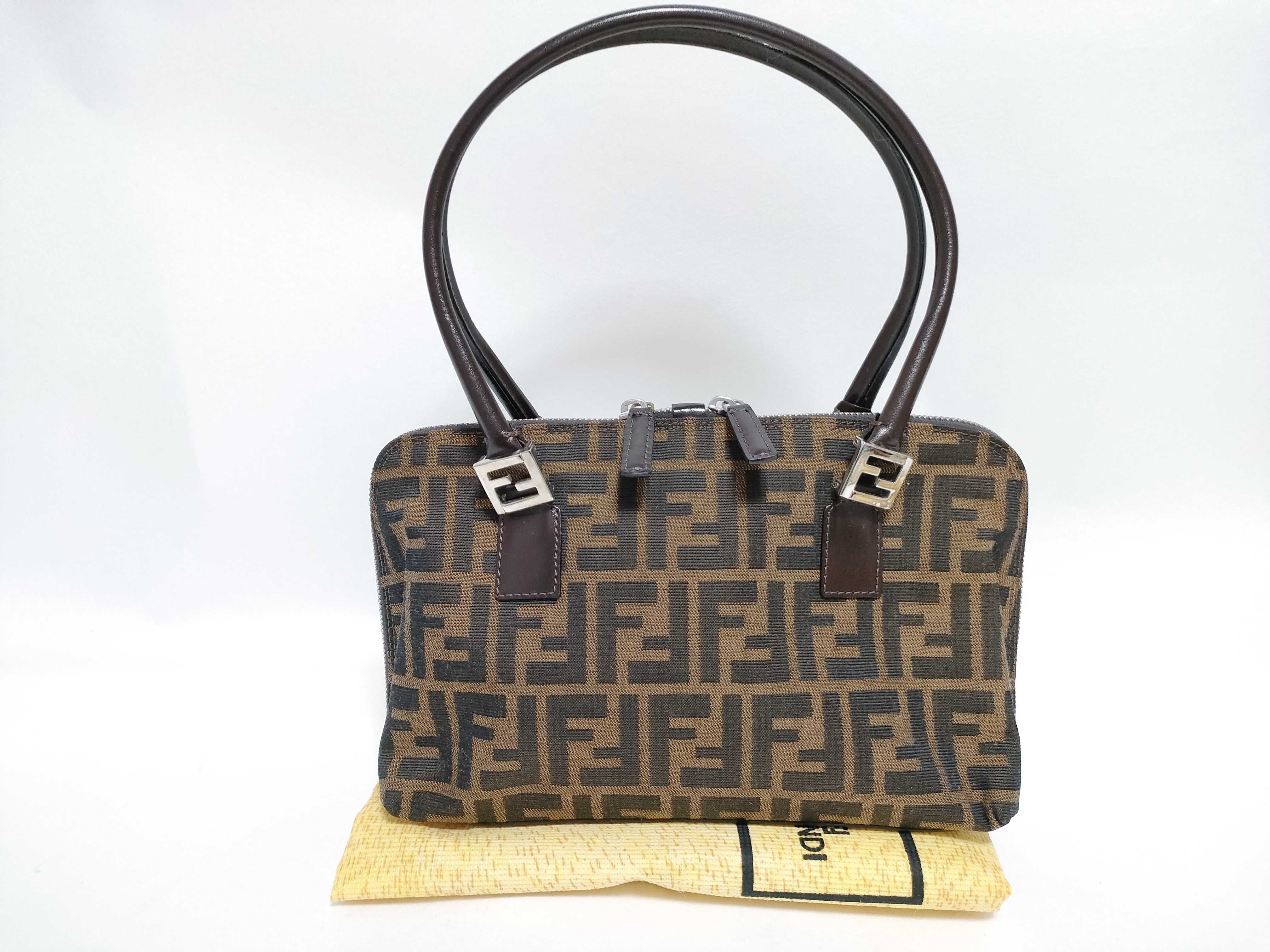 Zucca pattern Fendi handbag tote bag Zucca bag card tag handbag