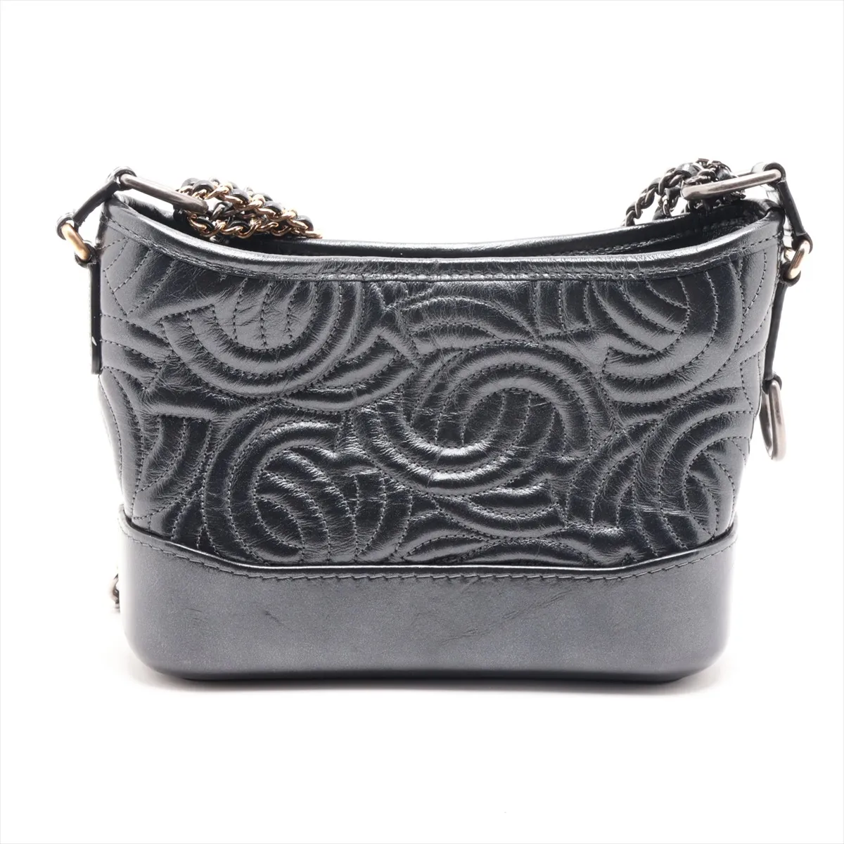 Gabrielle de Chanel Vintage Calfskin Chain Shoulder Bag, Gray with Gold and Silver Hardware, Item Number 28177847 (Serial Number in the 28 range) — view 2