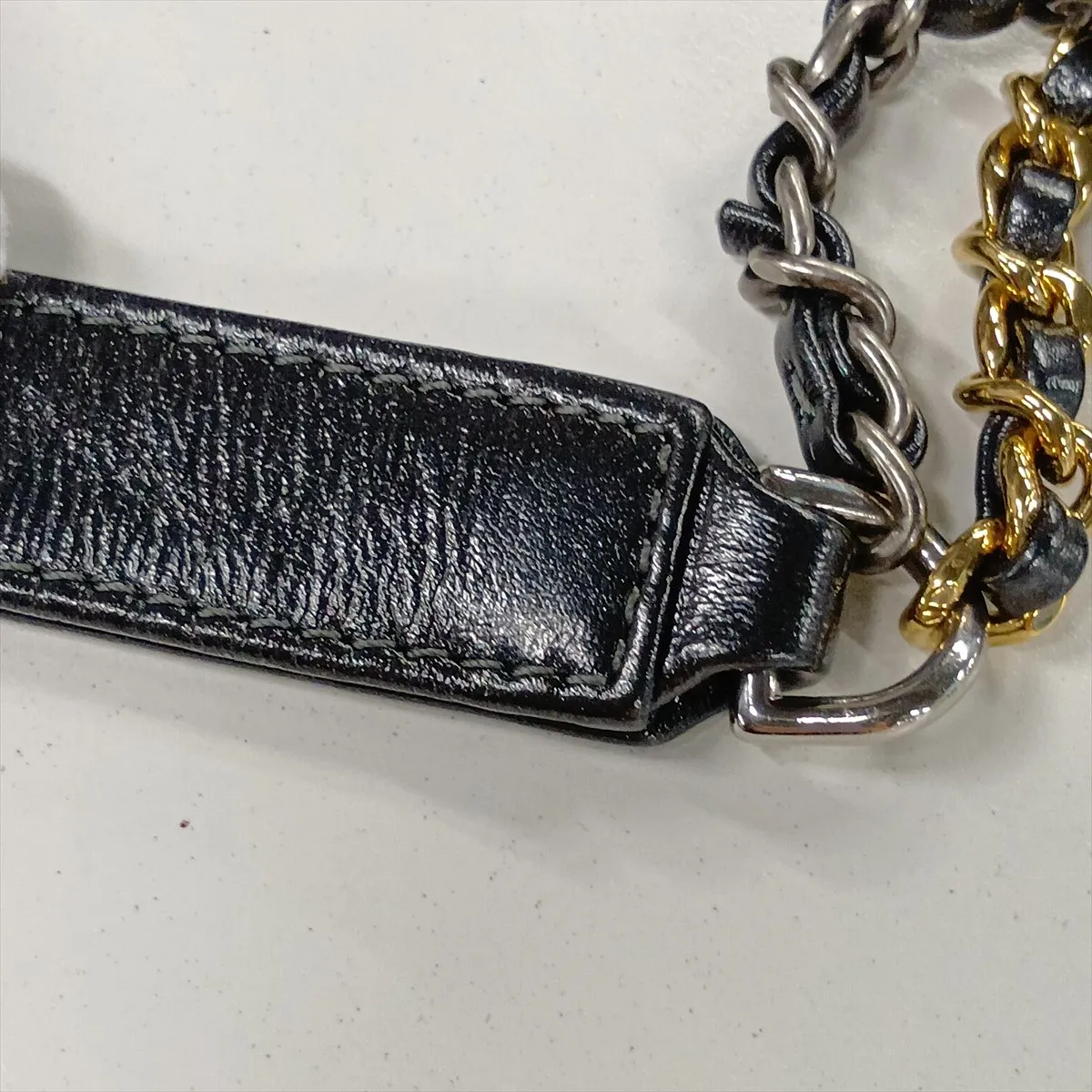 Gabrielle de Chanel Vintage Calfskin Chain Shoulder Bag, Gray with Gold and Silver Hardware, Item Number 28177847 (Serial Number in the 28 range) — view 11