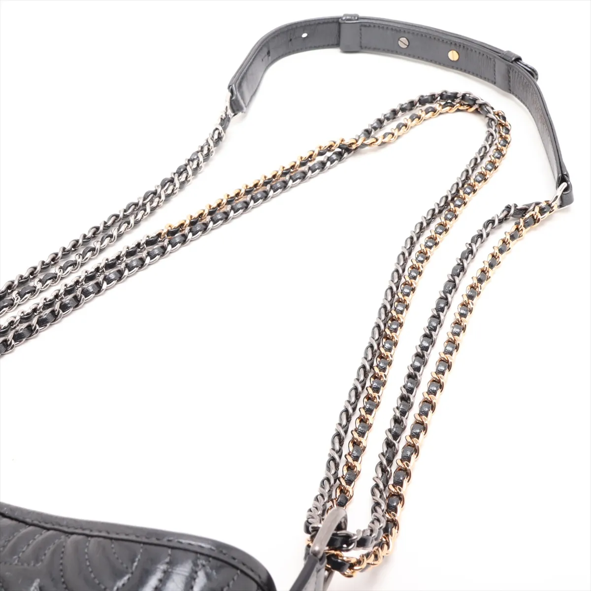 Gabrielle de Chanel Vintage Calfskin Chain Shoulder Bag, Gray with Gold and Silver Hardware, Item Number 28177847 (Serial Number in the 28 range) — view 5