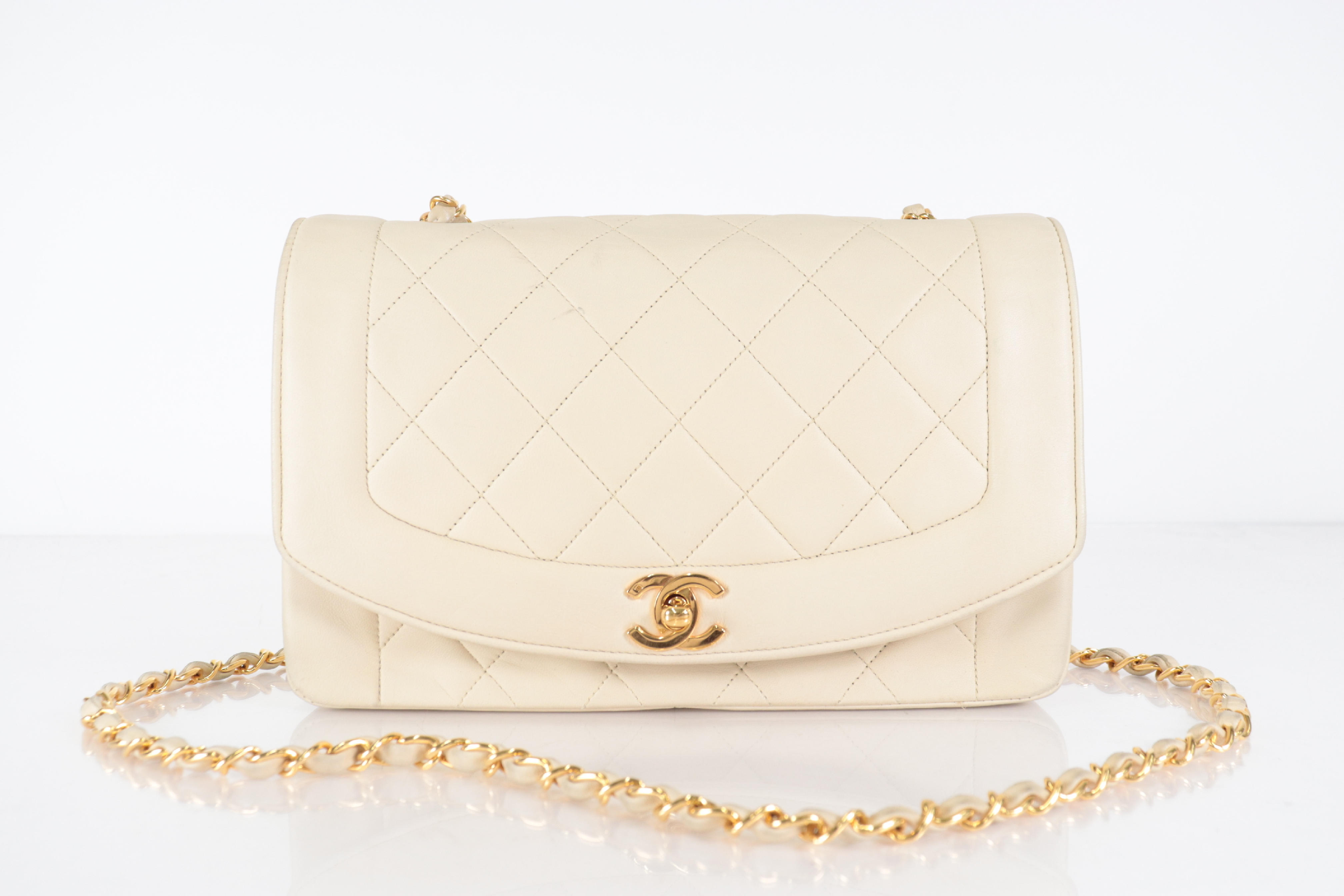 Diana 25 Lambskin Light Beige Shoulder Bag (Serial Number 2) — view 2