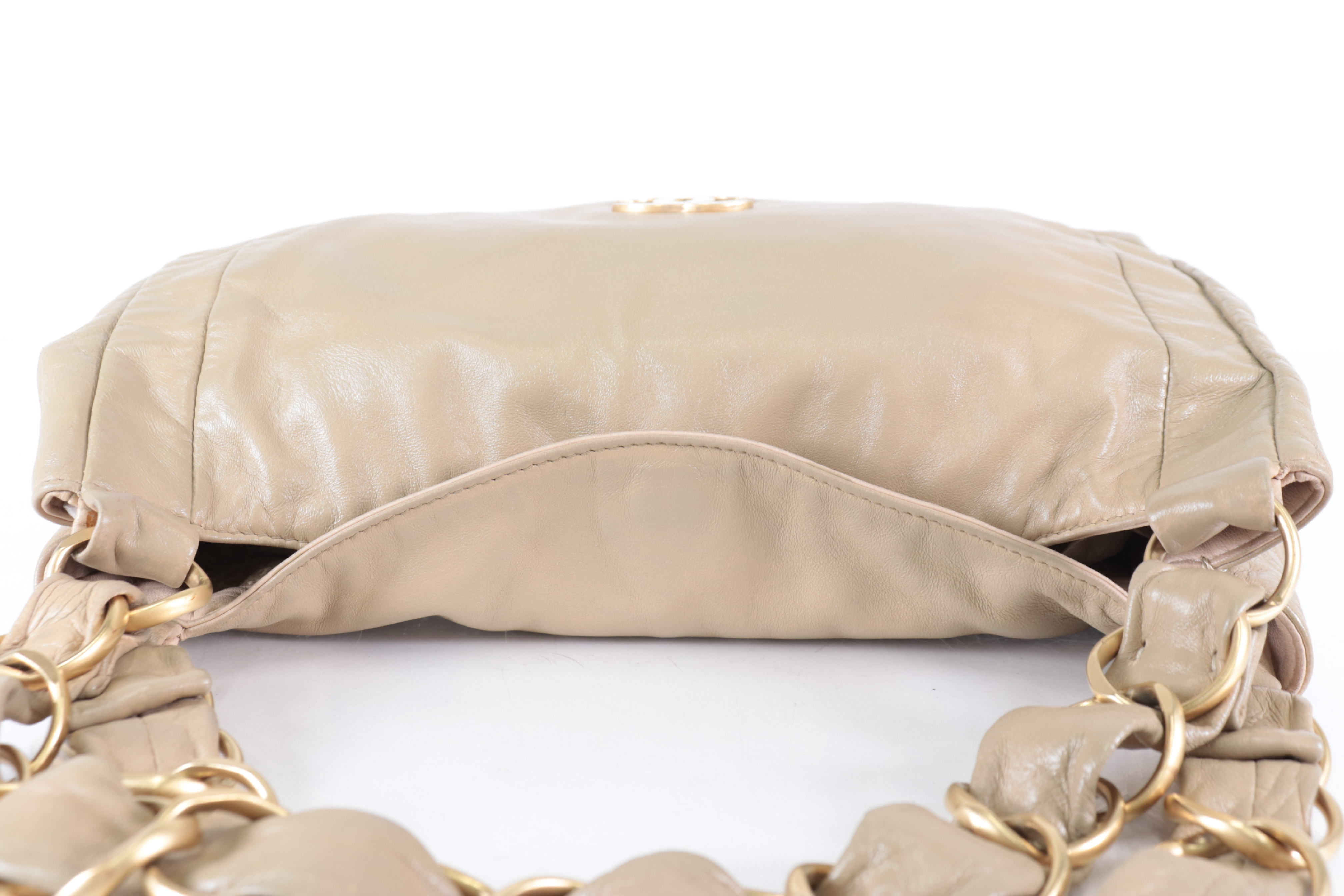 Coco Mark Lambskin Chain Tote, Series 7, Beige Tote Bag — view 6
