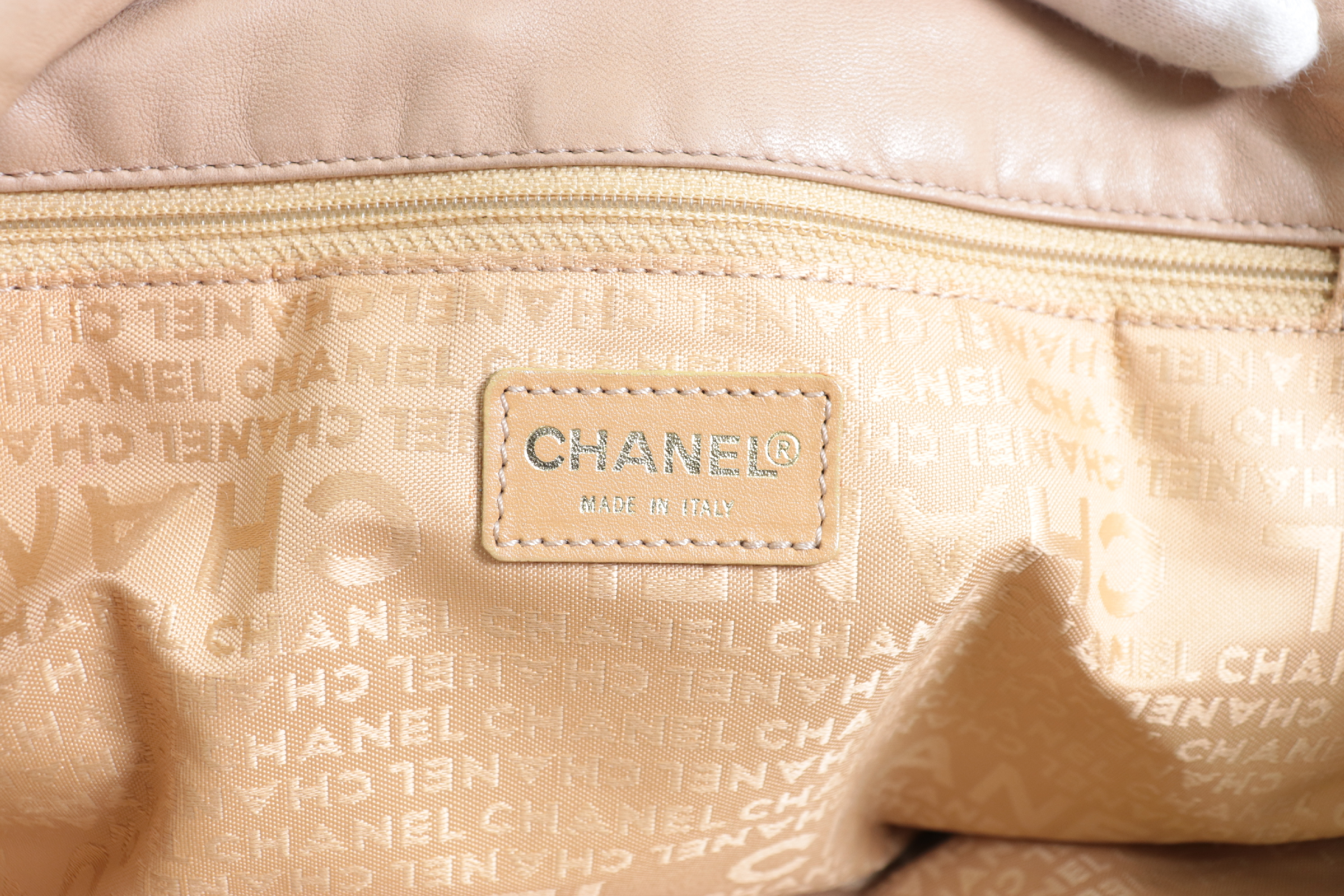 Coco Mark Lambskin Chain Tote, Series 7, Beige Tote Bag — view 7