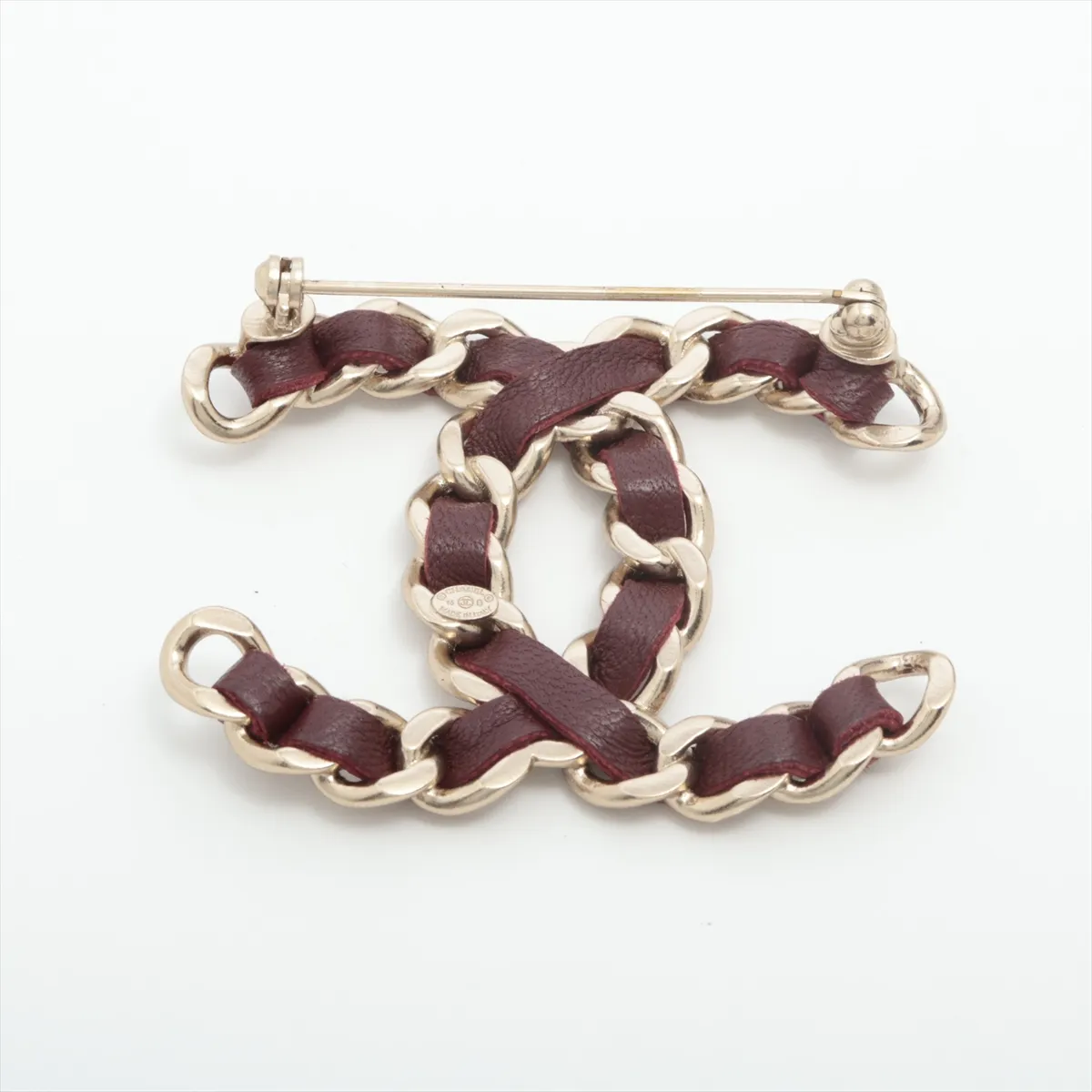 Cocomark 16B Brooch GP x Leather Gold x Red — view 2