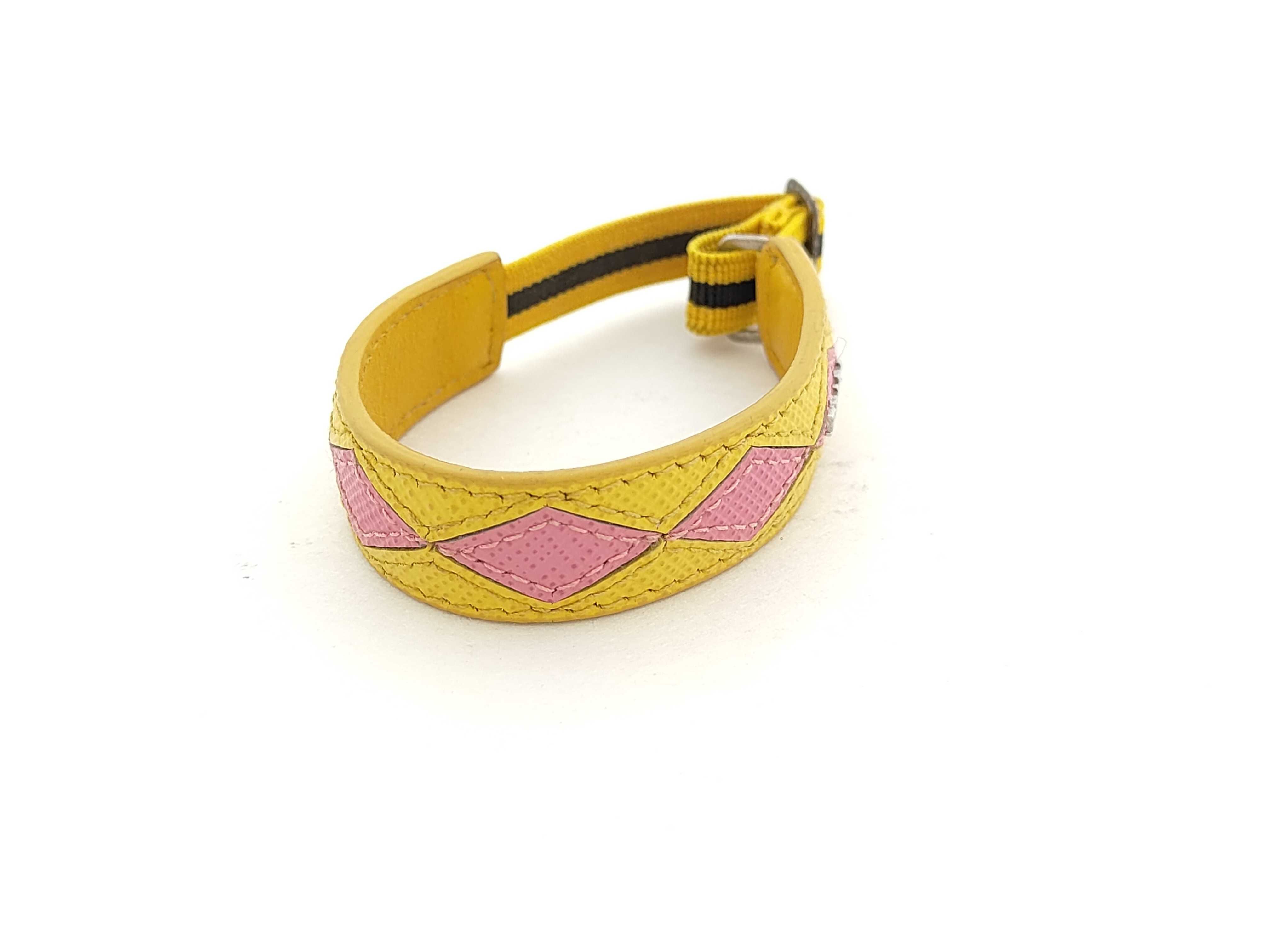 leather bangle 11B136 yellow x pink bracelet/bangle