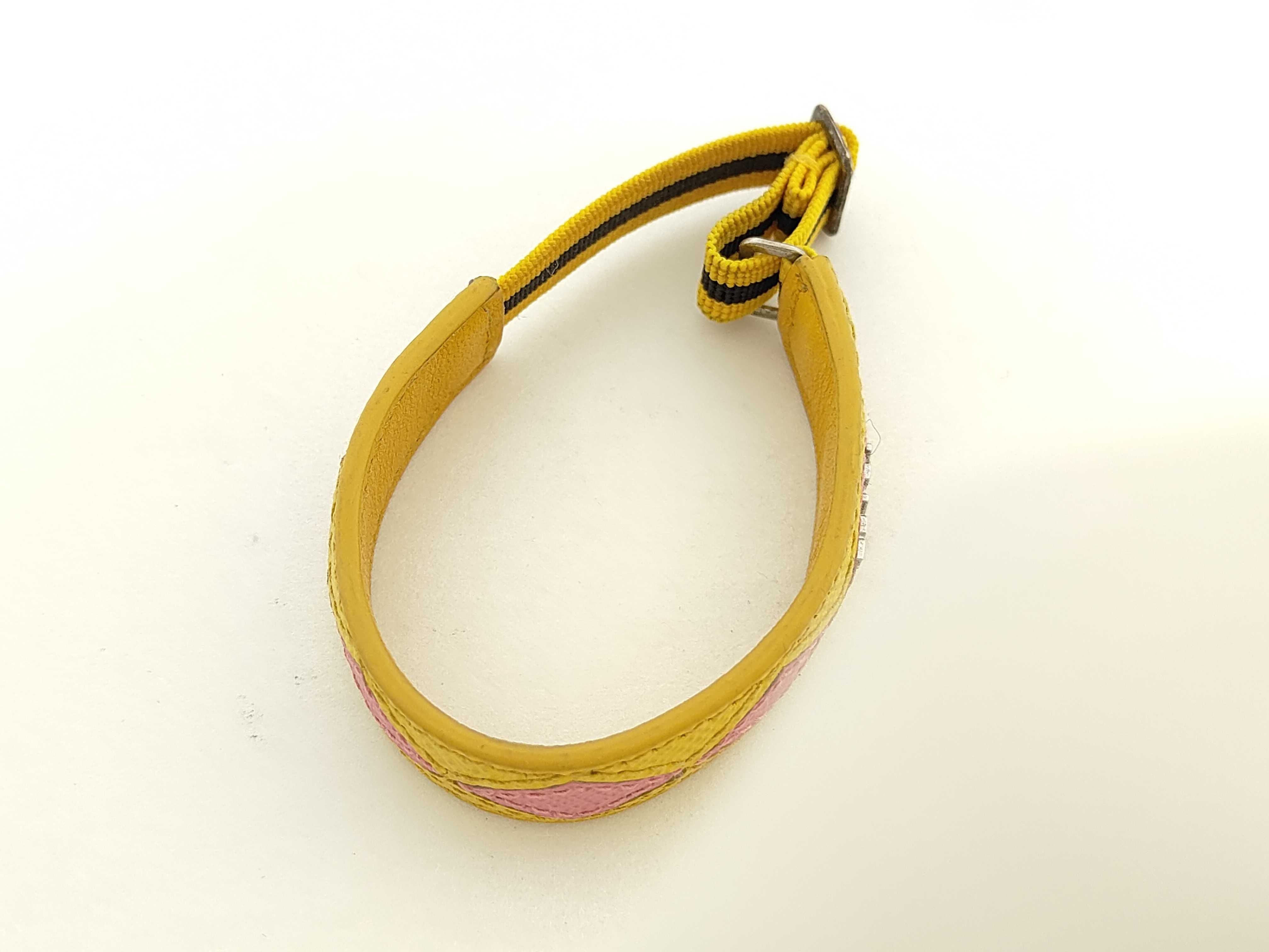 leather bangle 11B136 yellow x pink bracelet/bangle — view 2