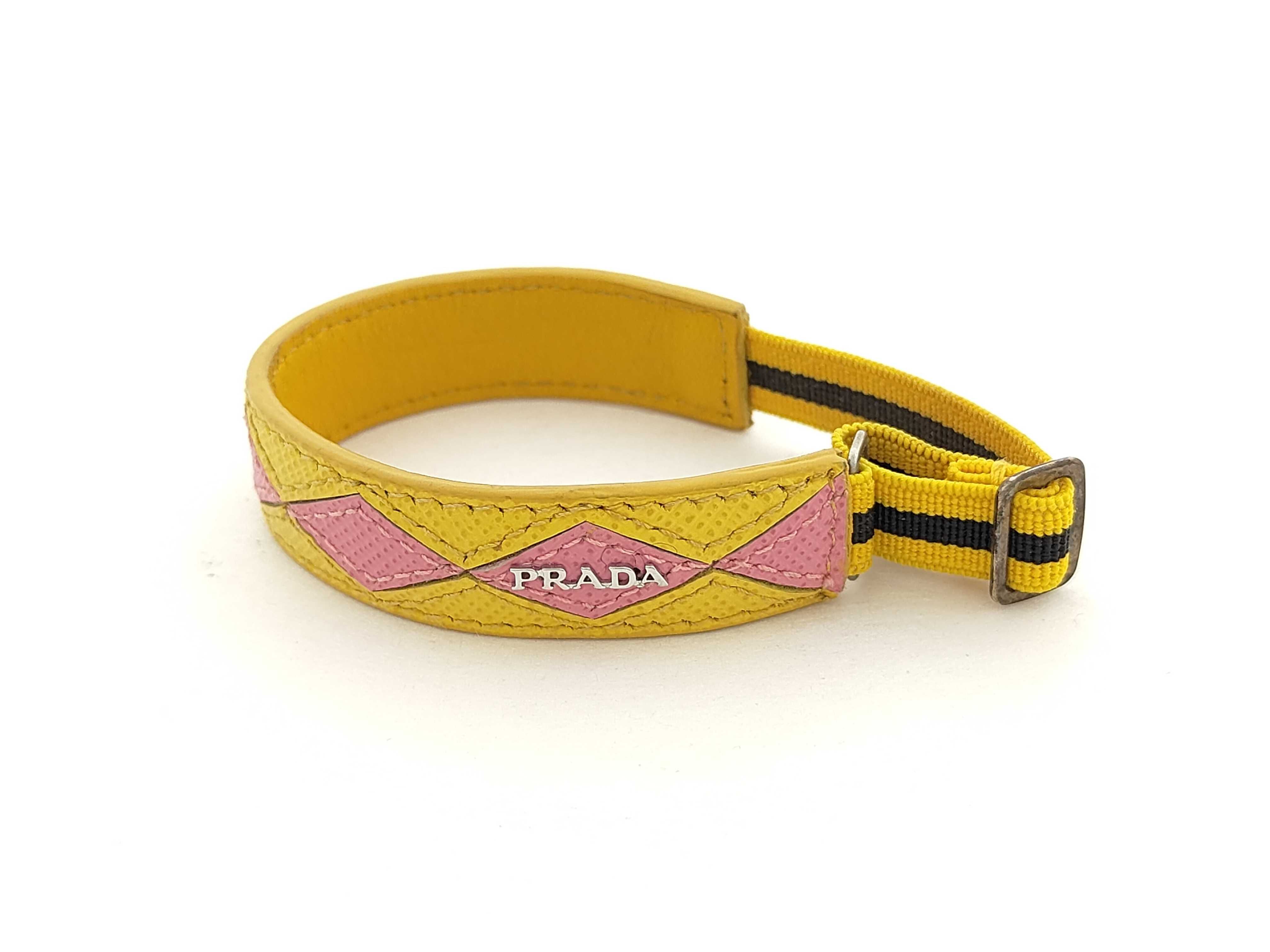 leather bangle 11B136 yellow x pink bracelet/bangle — view 3