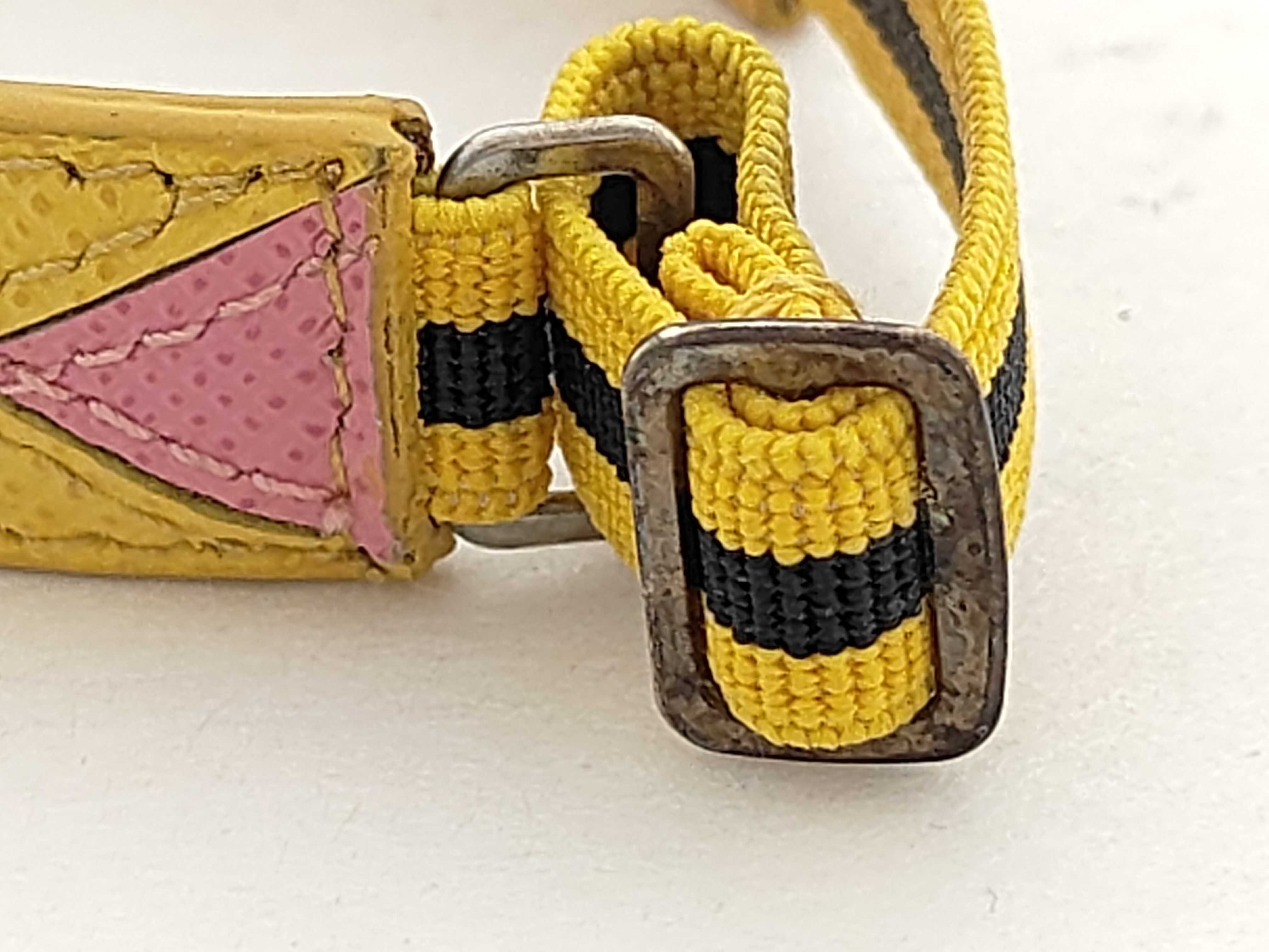 leather bangle 11B136 yellow x pink bracelet/bangle — view 4