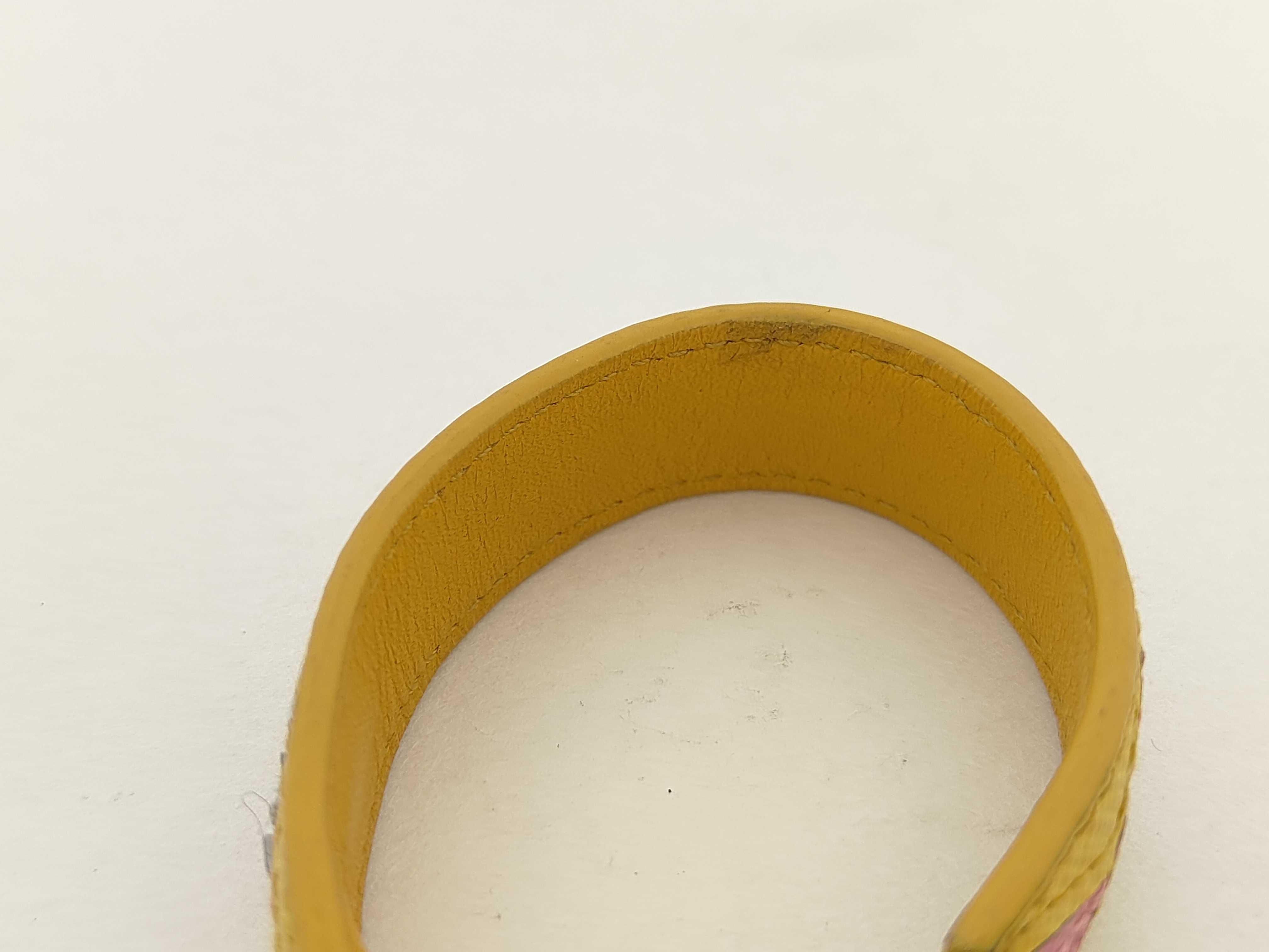 leather bangle 11B136 yellow x pink bracelet/bangle — view 6