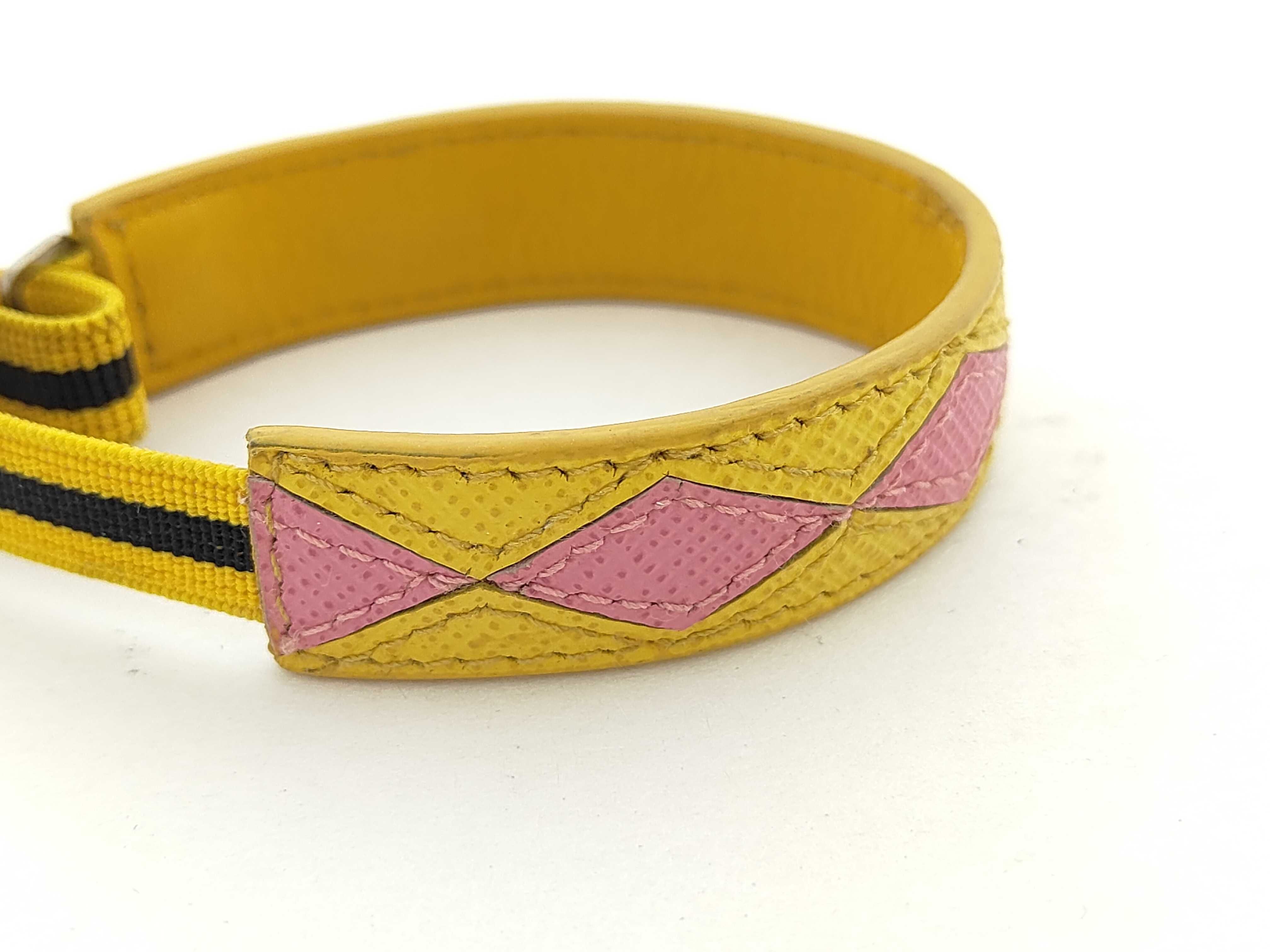 leather bangle 11B136 yellow x pink bracelet/bangle — view 8