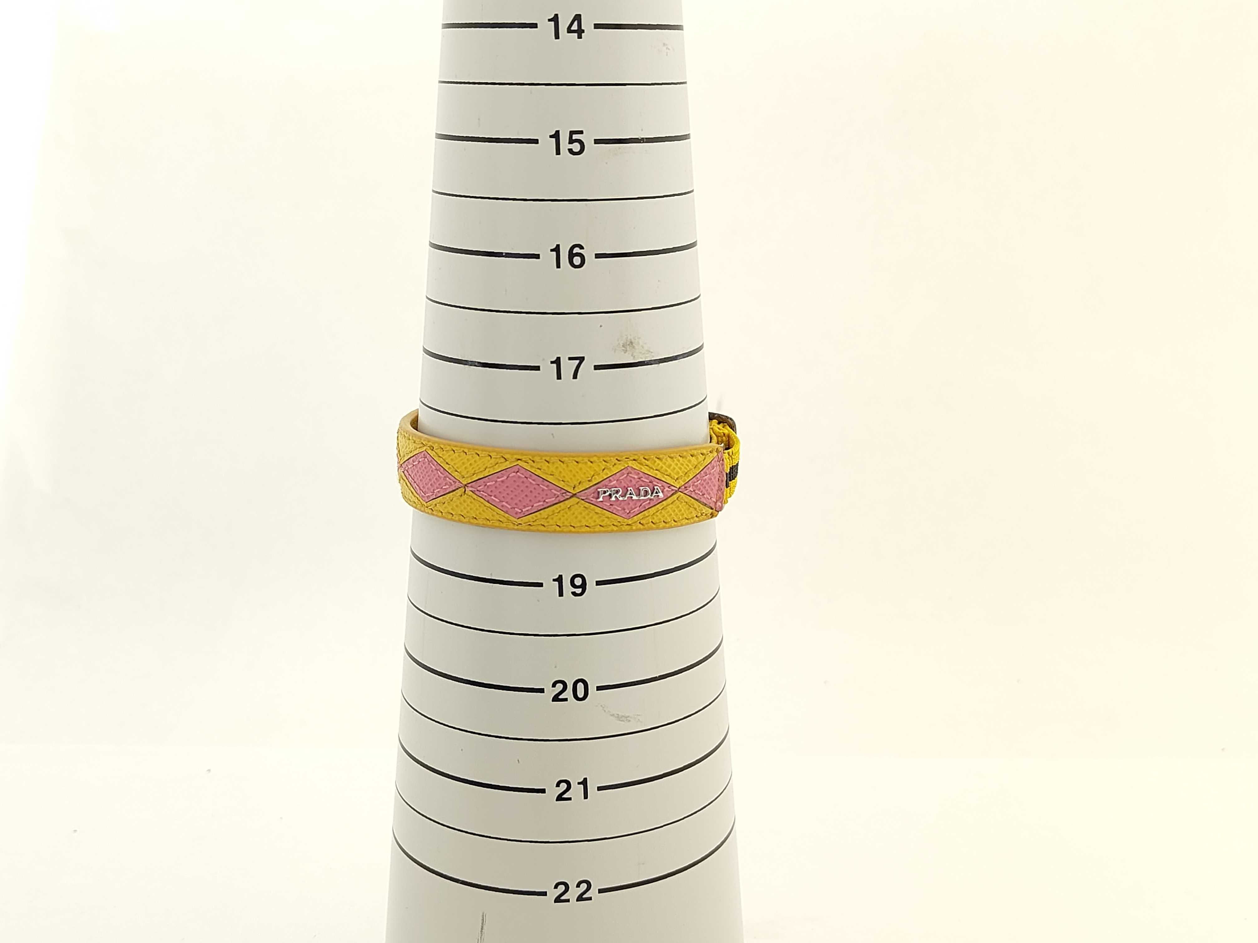 leather bangle 11B136 yellow x pink bracelet/bangle — view 10