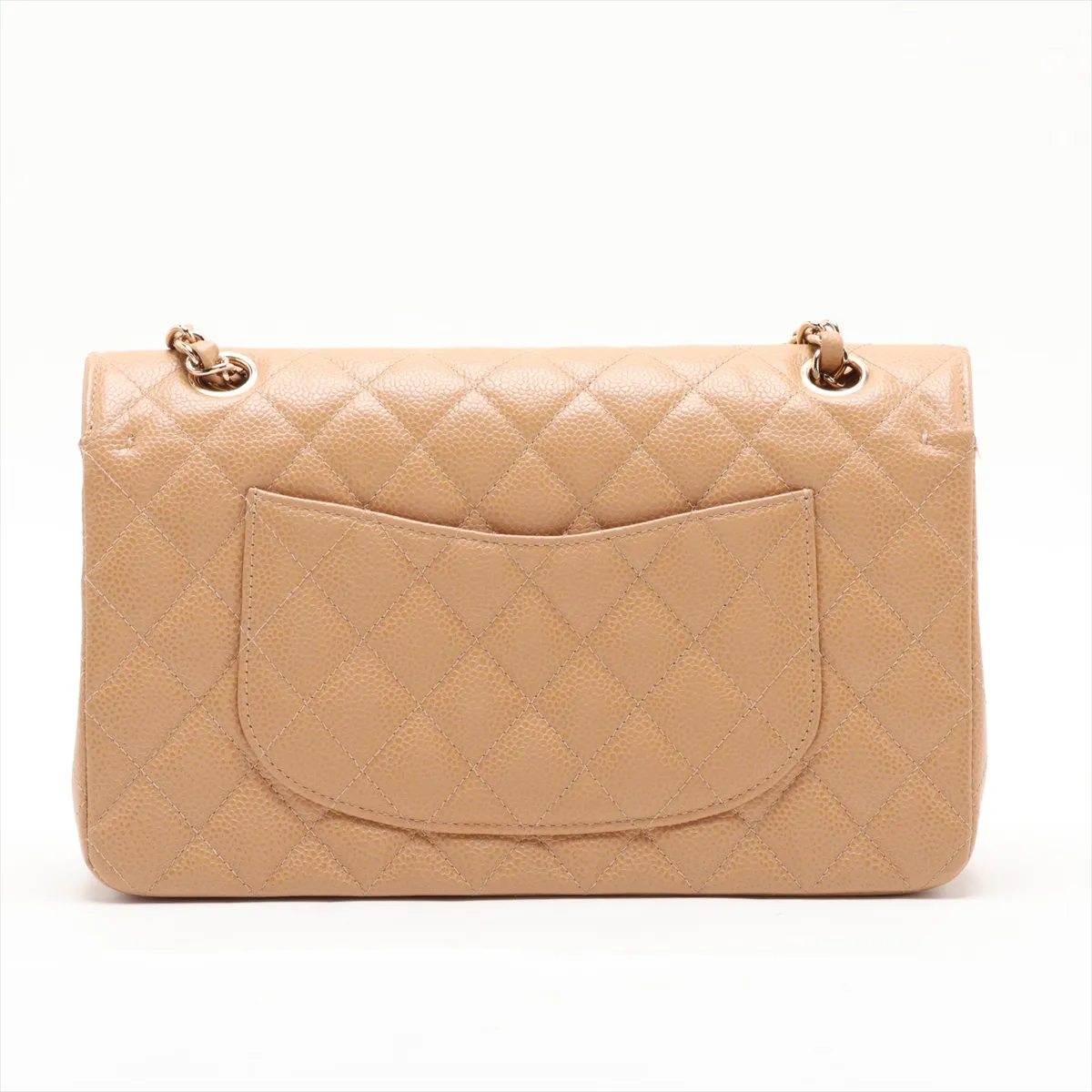 [Individually packaged] Chanel Matelassé 25 Caviar Skin Double Flap Double Chain Bag Beige Gold Hardware 8666507 Series 8 — view 2